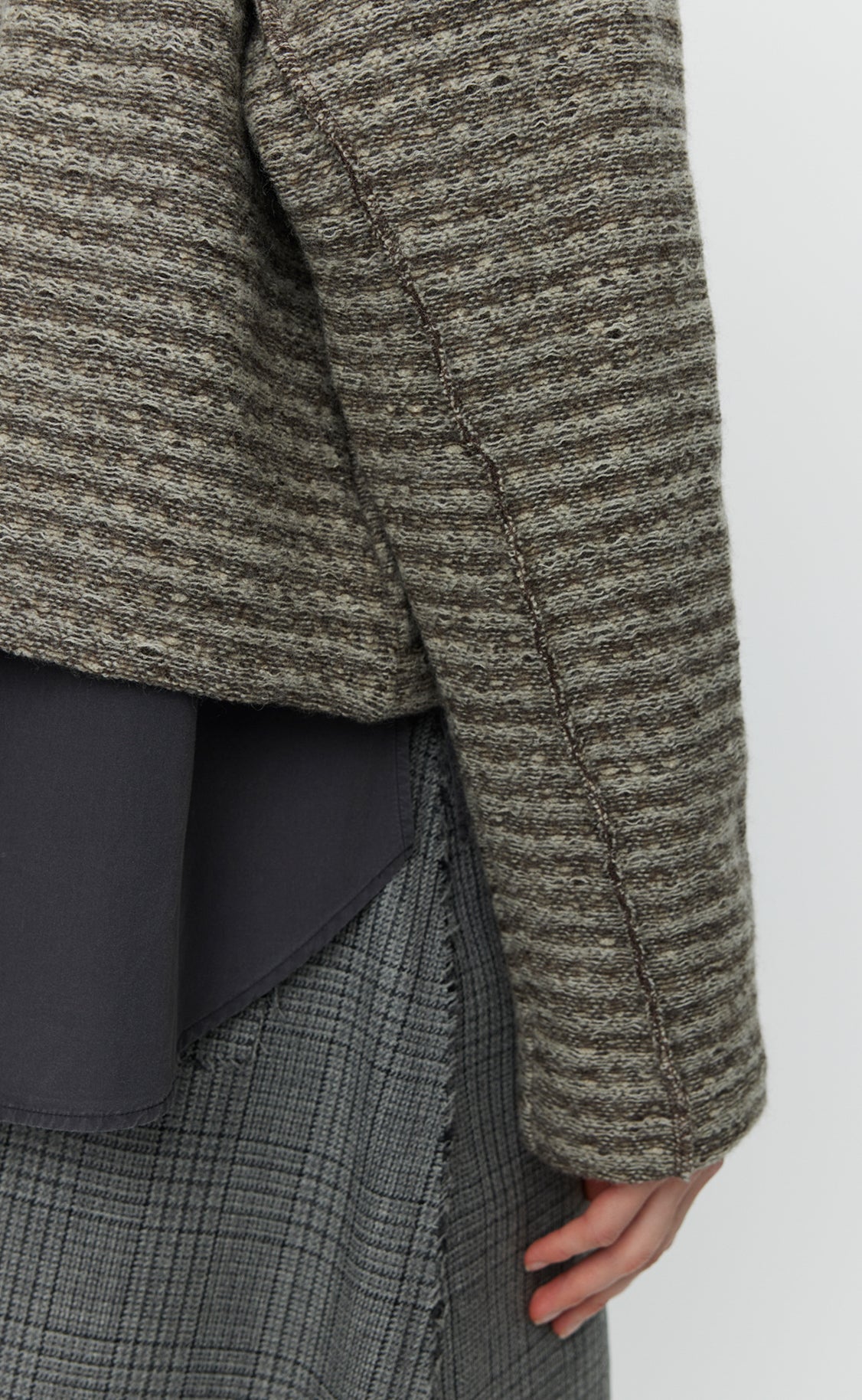 Cropped Leisure Zip Up - Shredded Brown Stripe