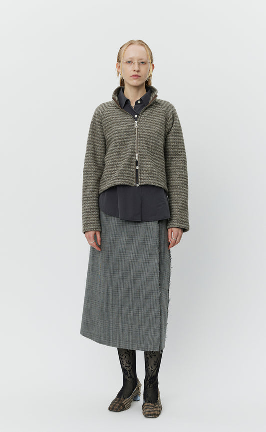 Cropped Leisure Zip Up - Shredded Brown Stripe