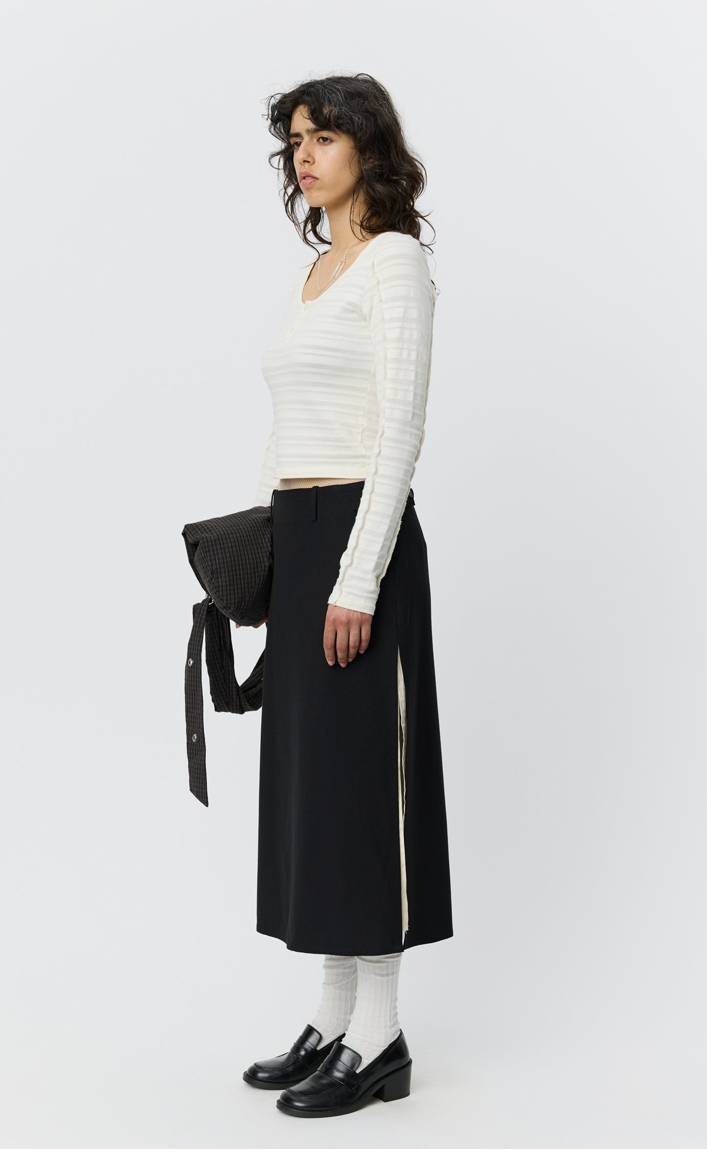 Deep Henley - Off White Stripe