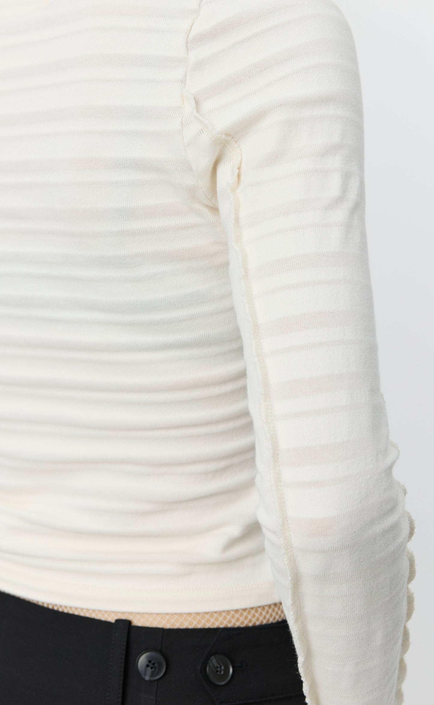 Deep Henley - Off White Stripe
