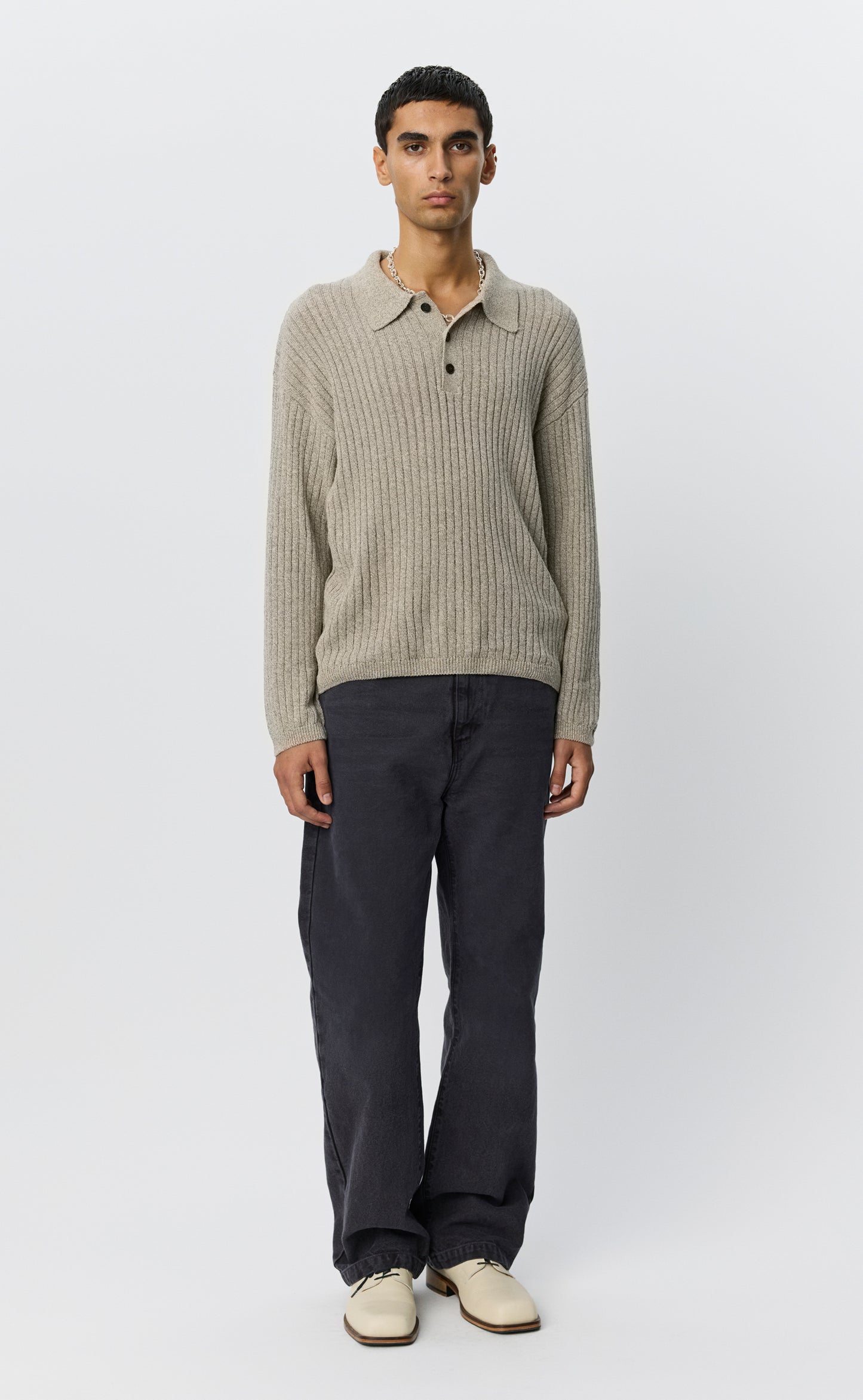 Digit Polo Knit - Oatmeal Grains
