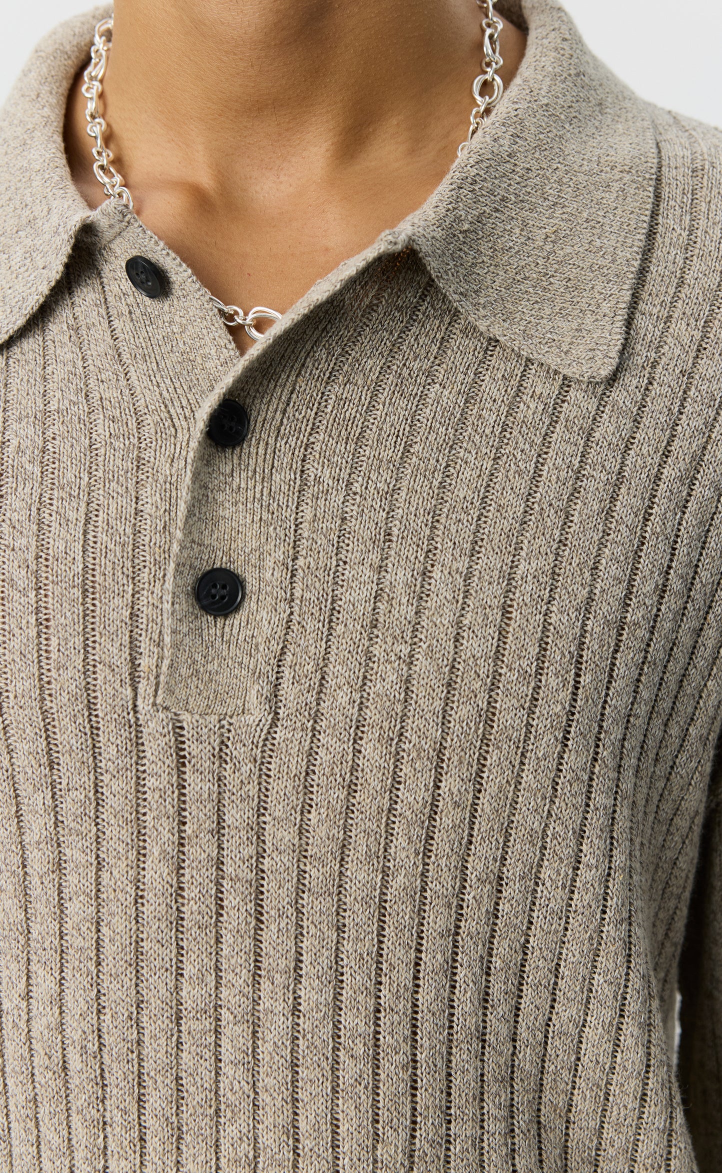 Digit Polo Knit - Oatmeal Grains