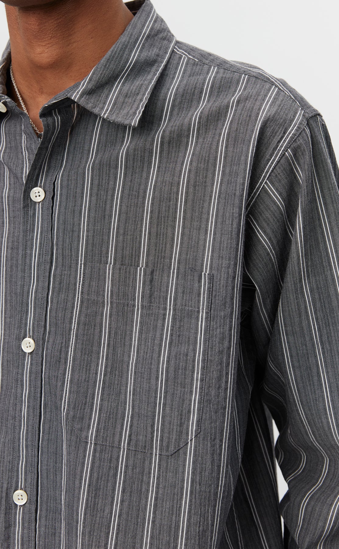 mfpen SS24 Distant Shirt - Grey Stripe