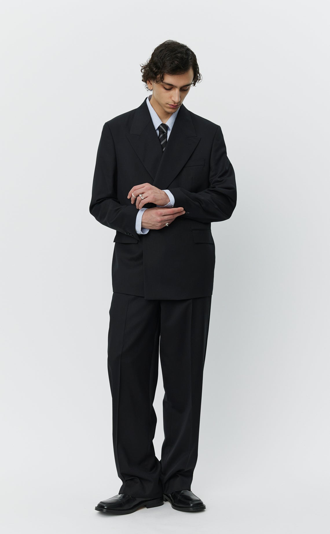 Double Breasted Blazer - Black Wool