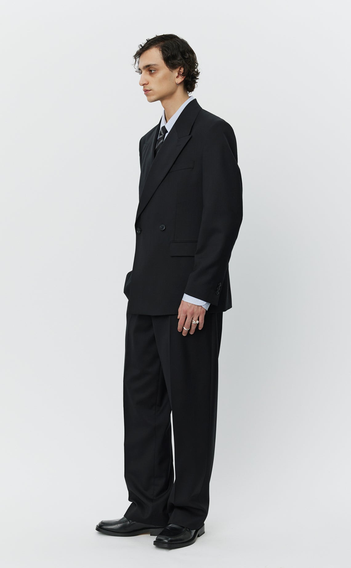 Double Breasted Blazer - Black Wool