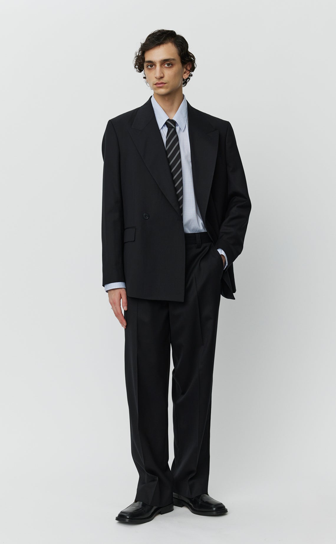 Double Breasted Blazer - Black Wool