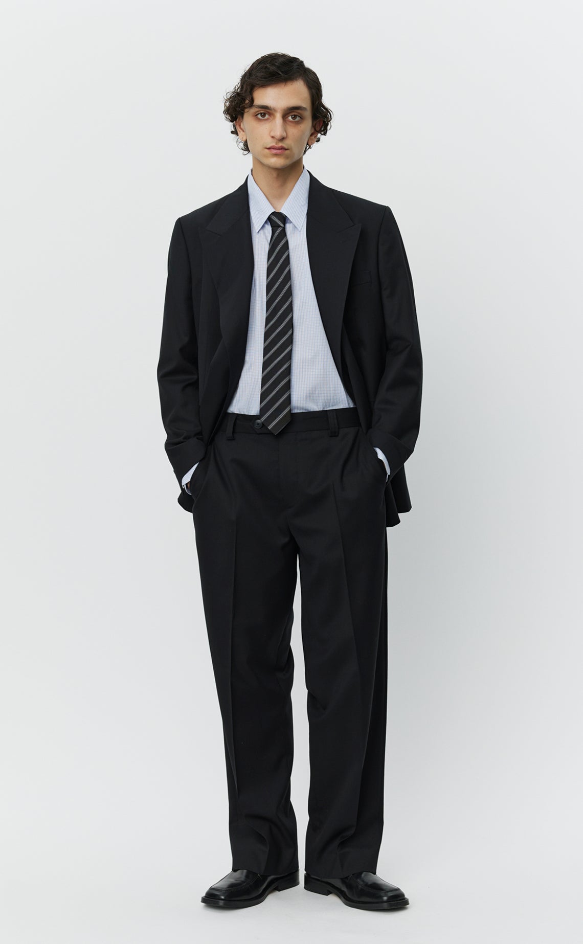 Double Breasted Blazer - Black Wool