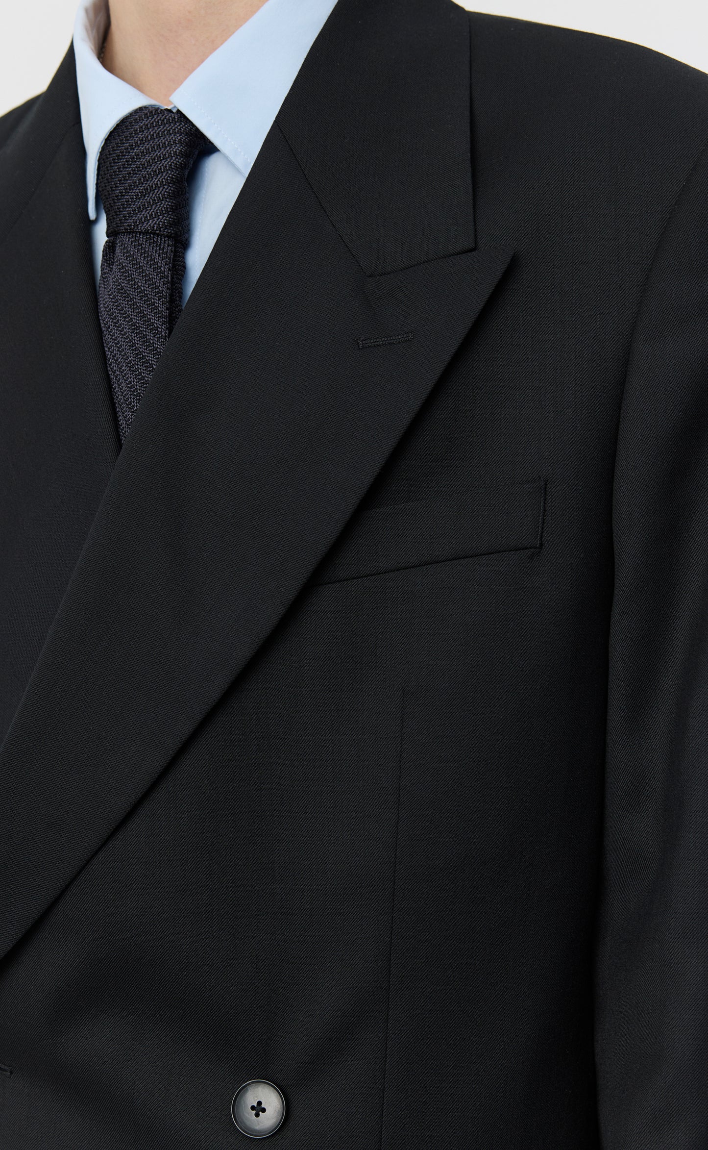 Double Breasted Blazer - Black Tropical Wool