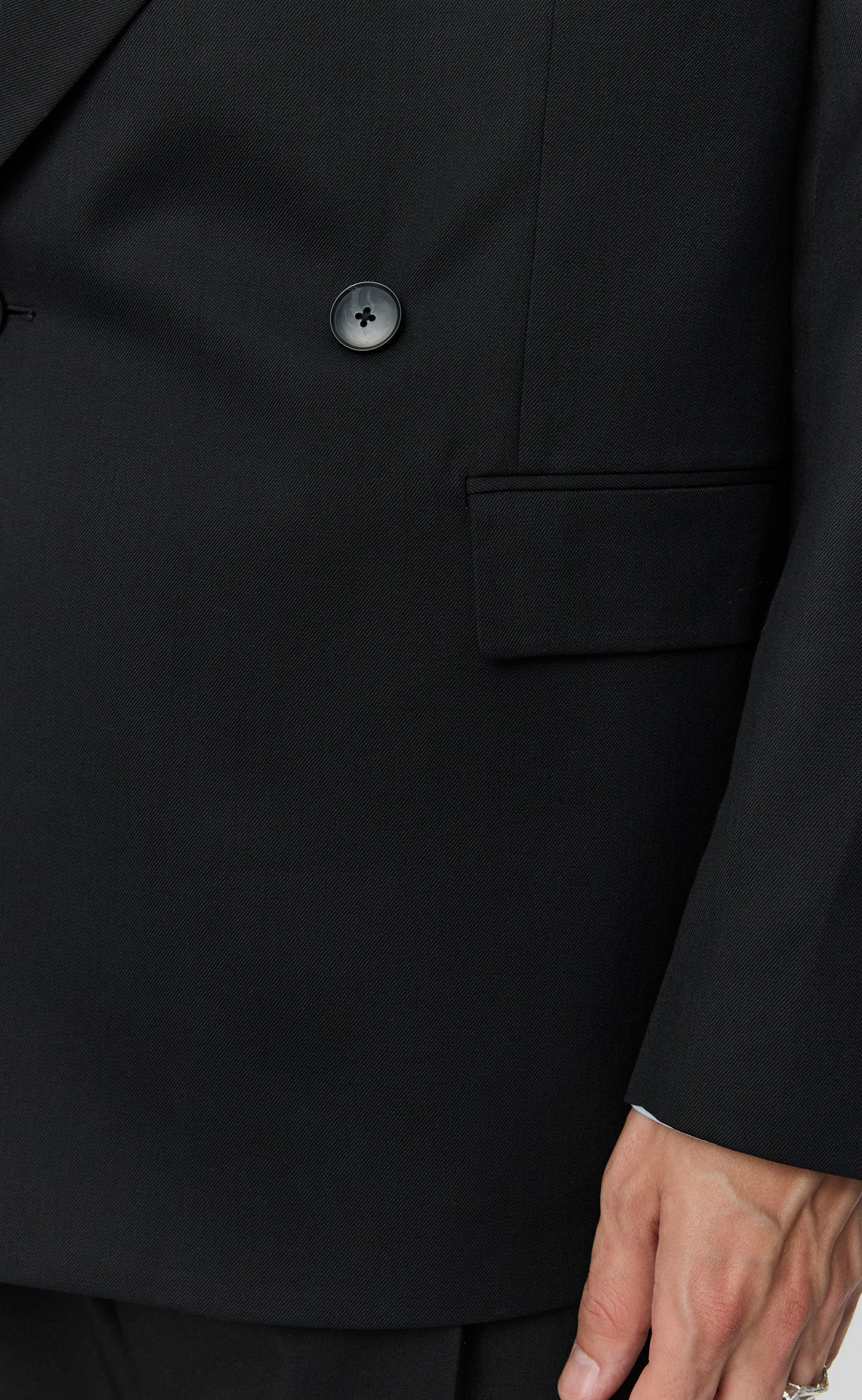 Double Breasted Blazer - Black Tropical Wool