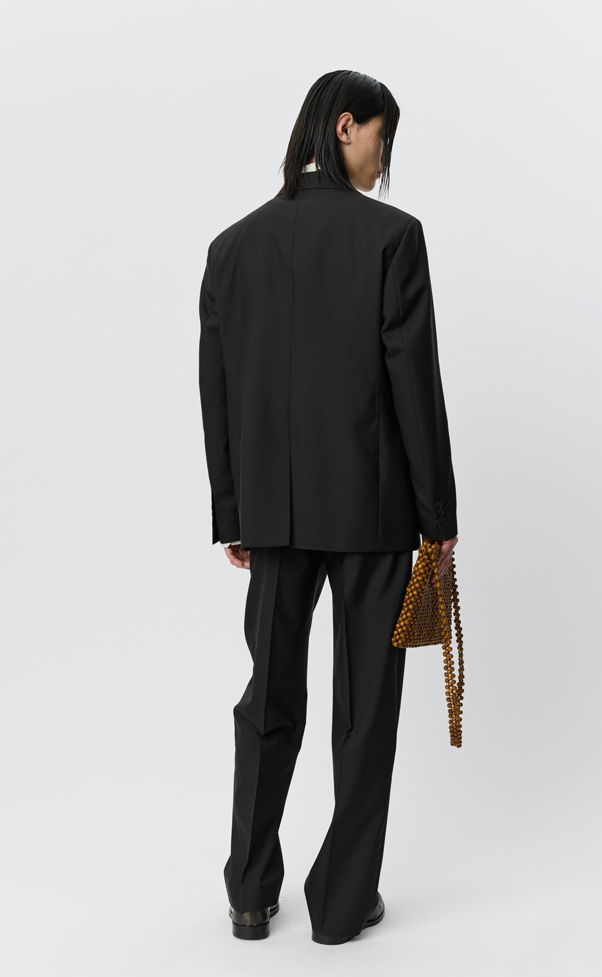 Double Breasted Blazer - Dark Brown Dry Wool