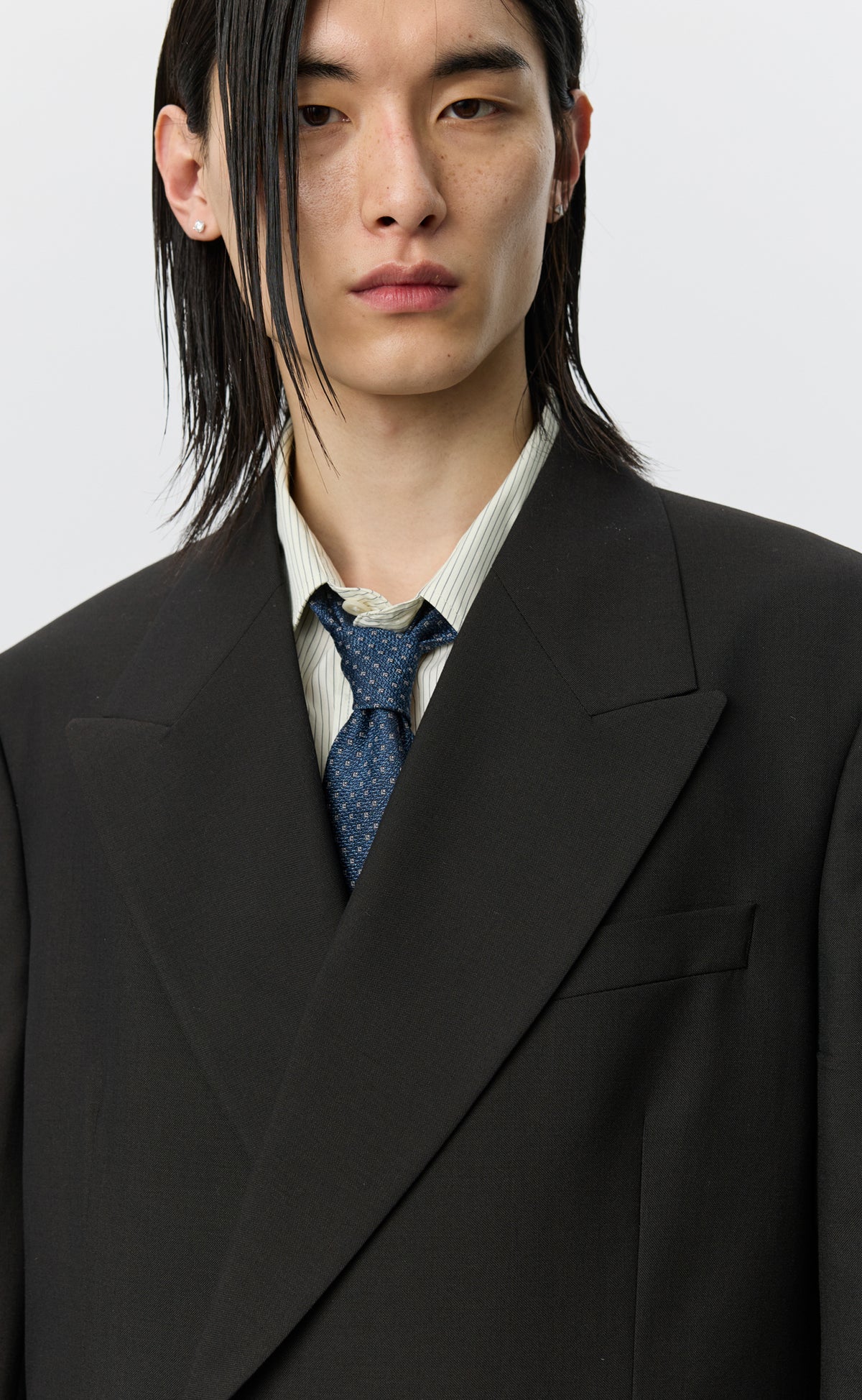 Double Breasted Blazer - Dark Brown Dry Wool