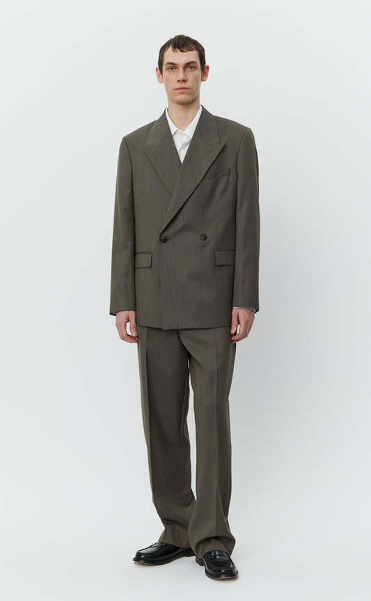 Double Breasted Blazer  - Taupe Wool