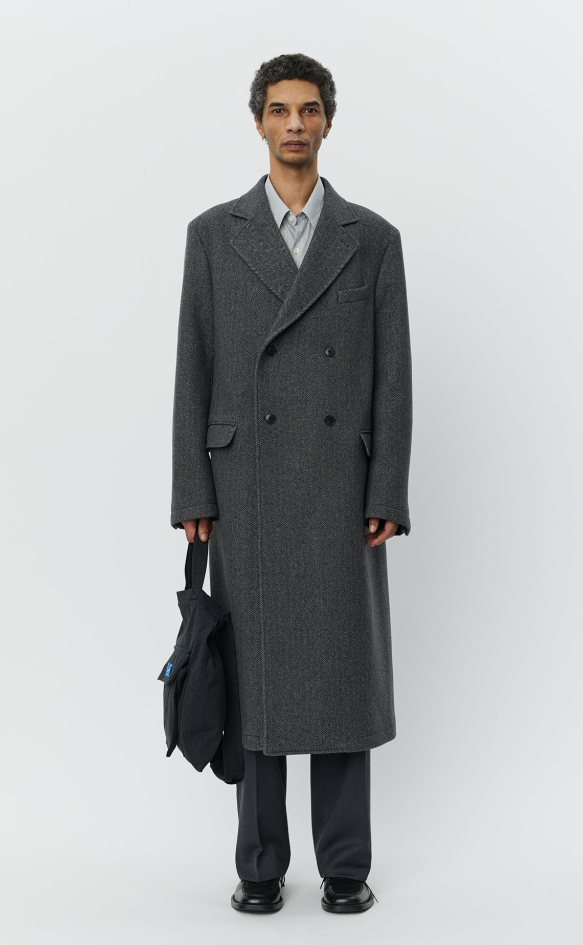Conference Coat - Grey Herringbone Recycled Wool