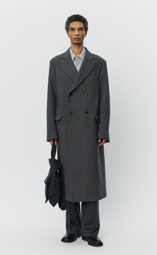 Conference Coat - Grey Herringbone Recycled Wool