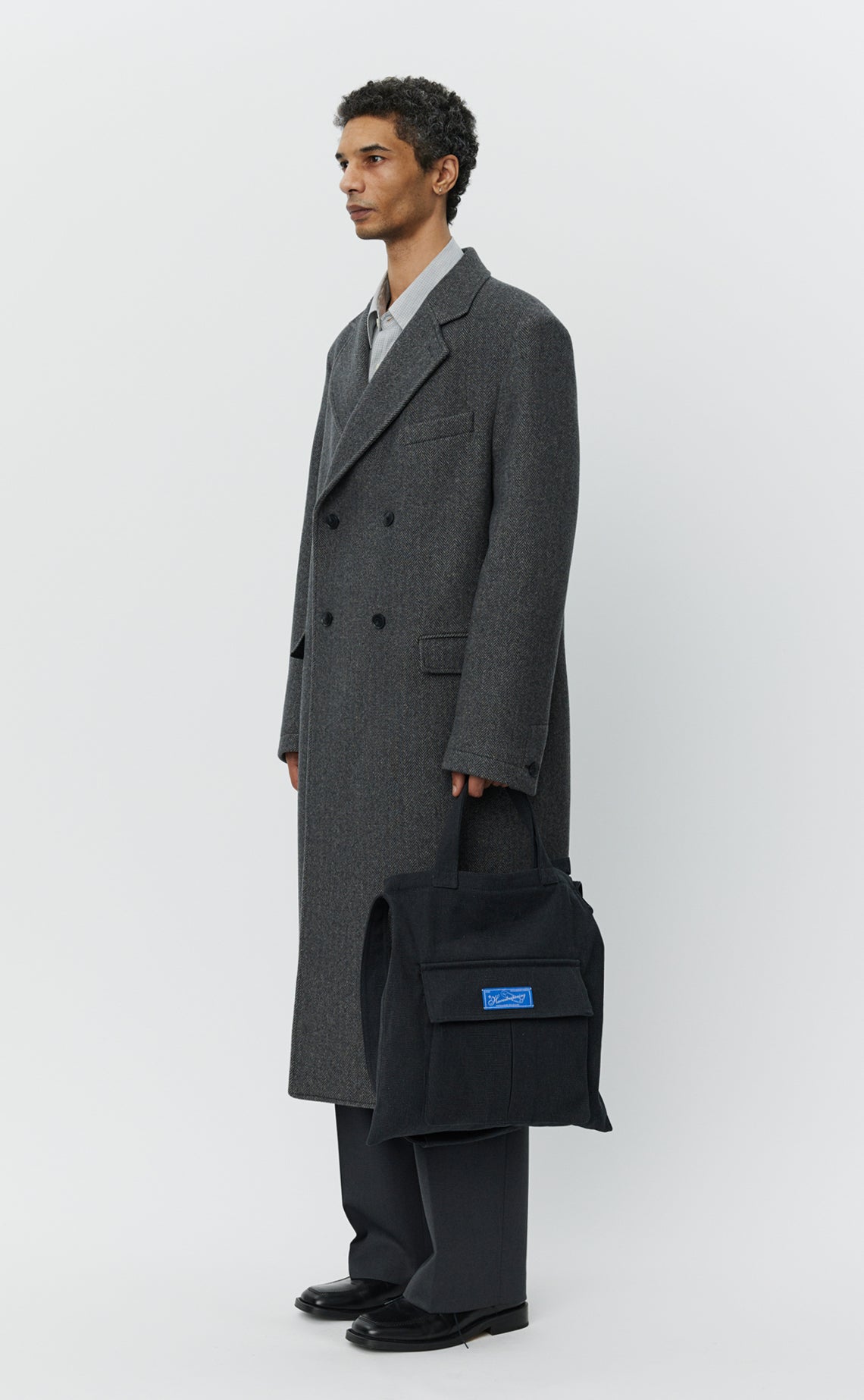 Conference Coat - Grey Herringbone Recycled Wool