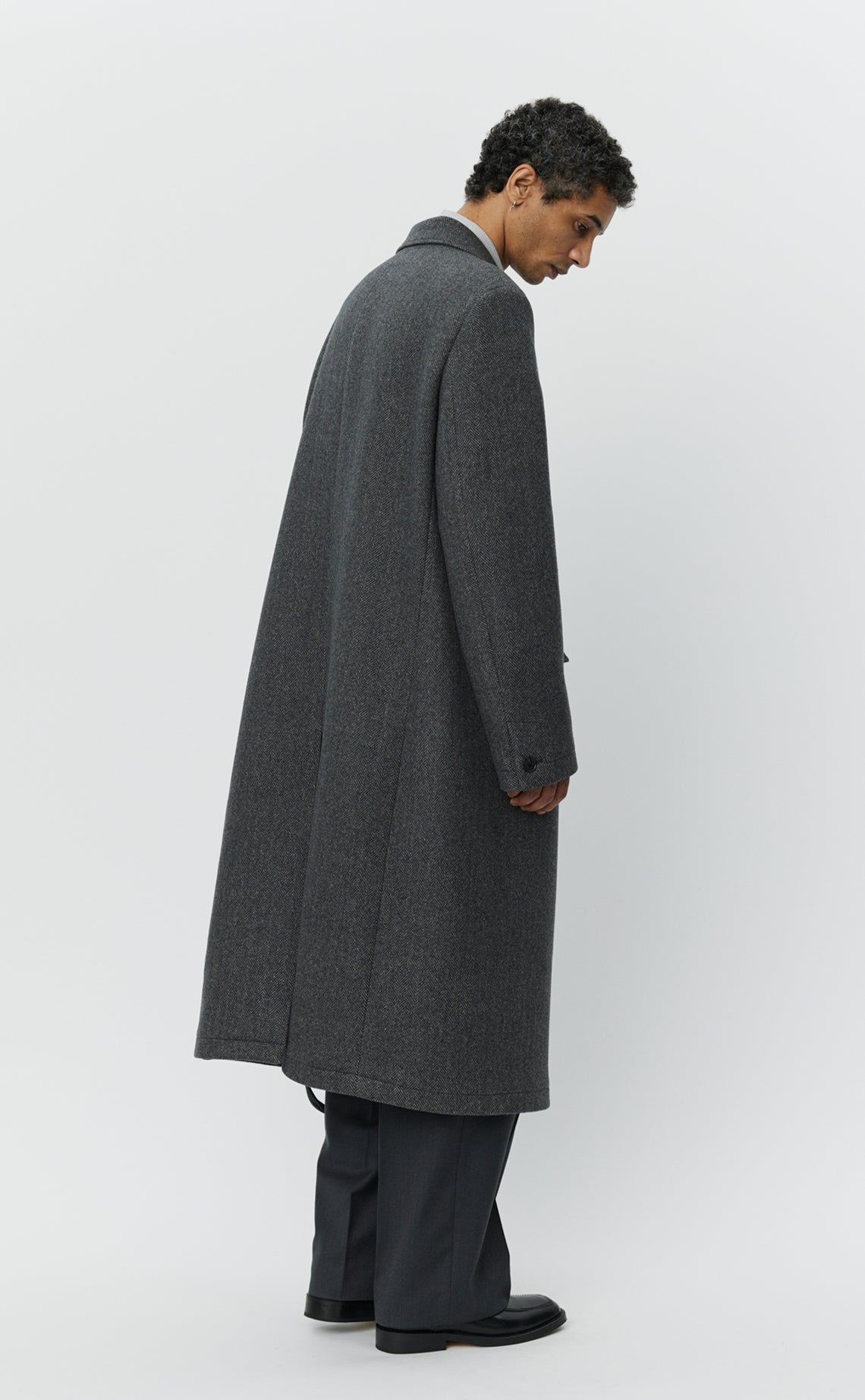Conference Coat - Grey Herringbone Recycled Wool