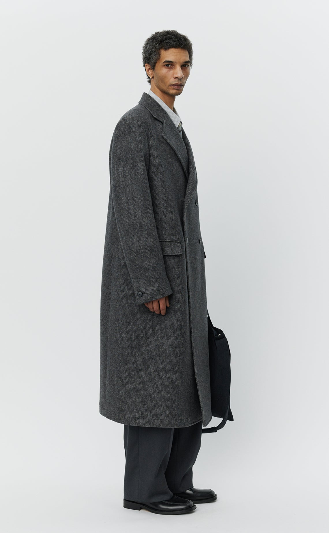 Conference Coat - Grey Herringbone Recycled Wool