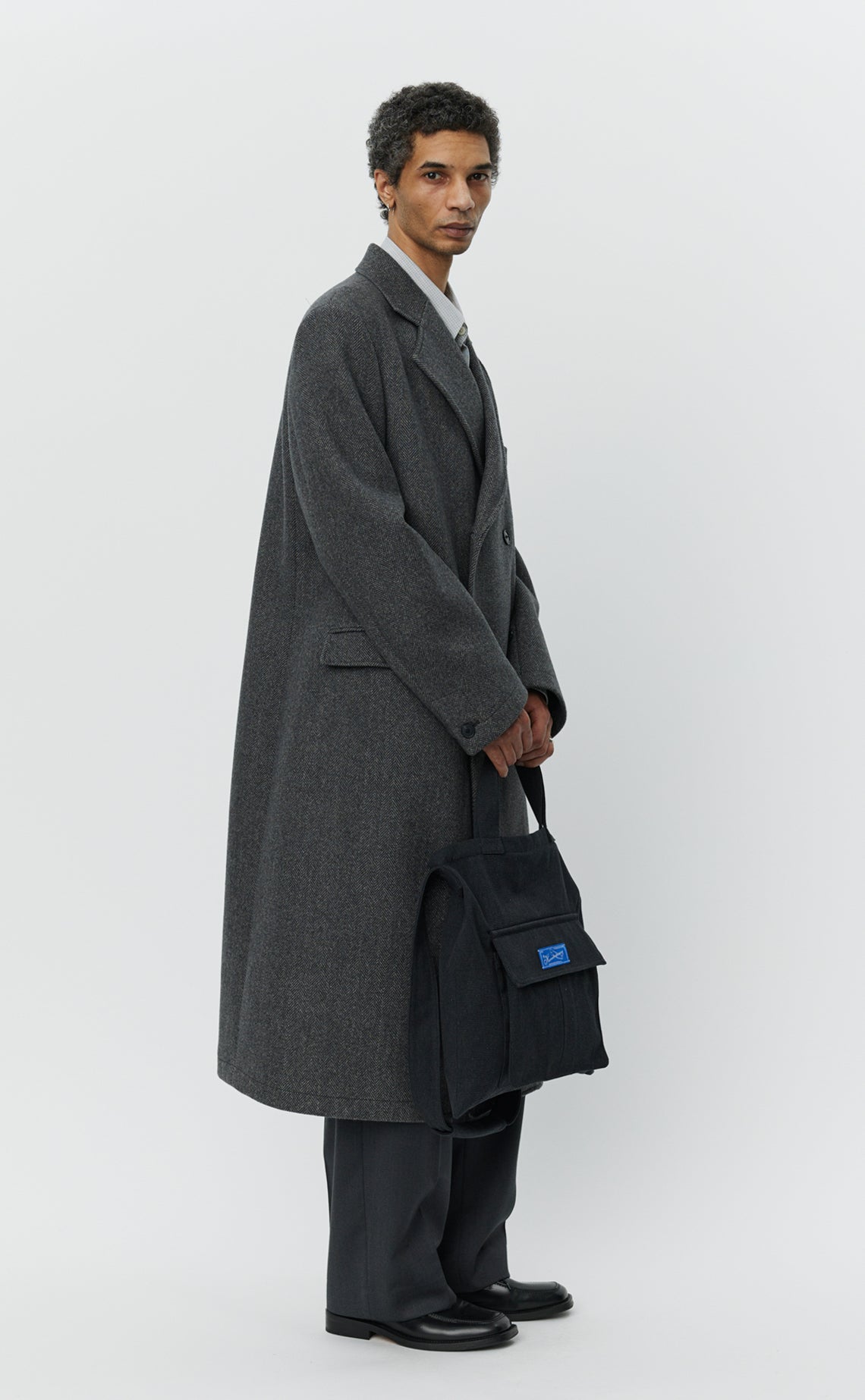 Conference Coat - Grey Herringbone Recycled Wool
