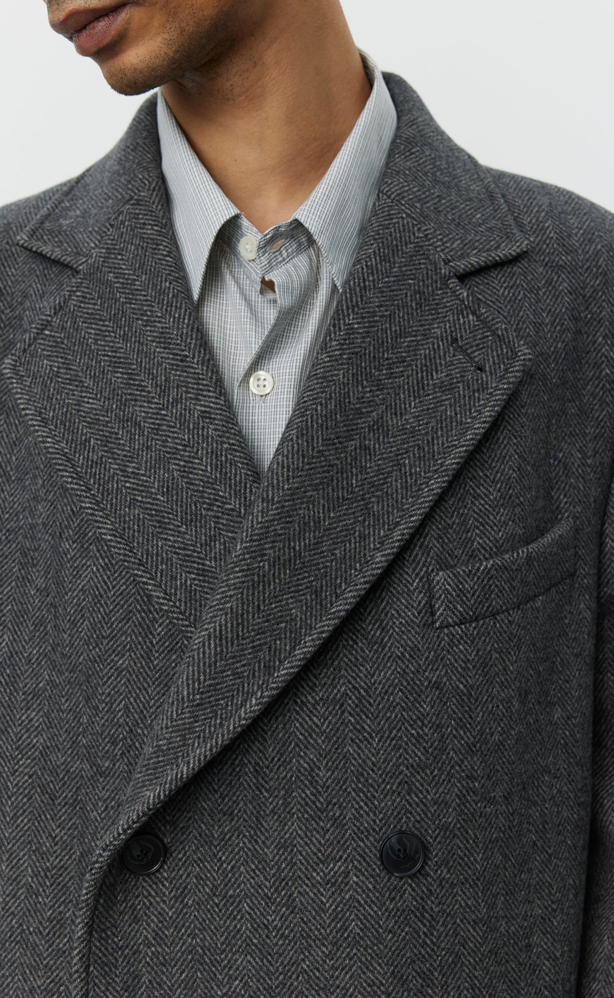 Conference Coat - Grey Herringbone Recycled Wool