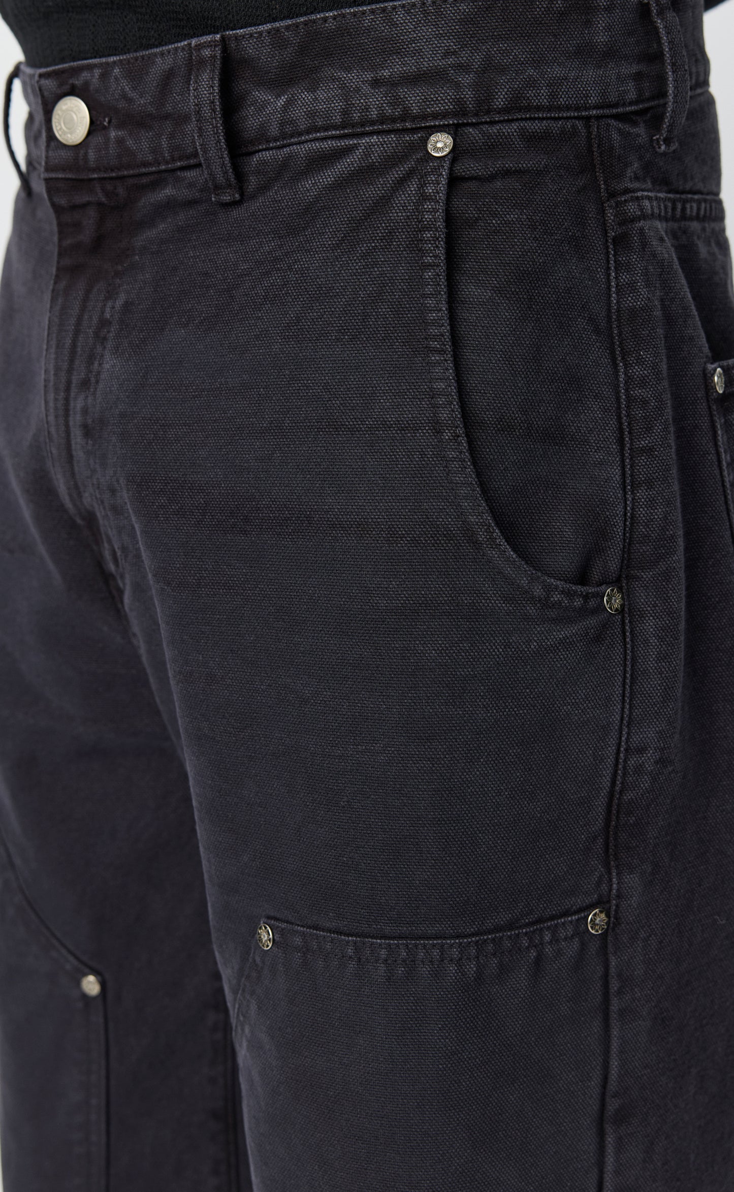 Double Knee Jeans - Dark Grey Canvas
