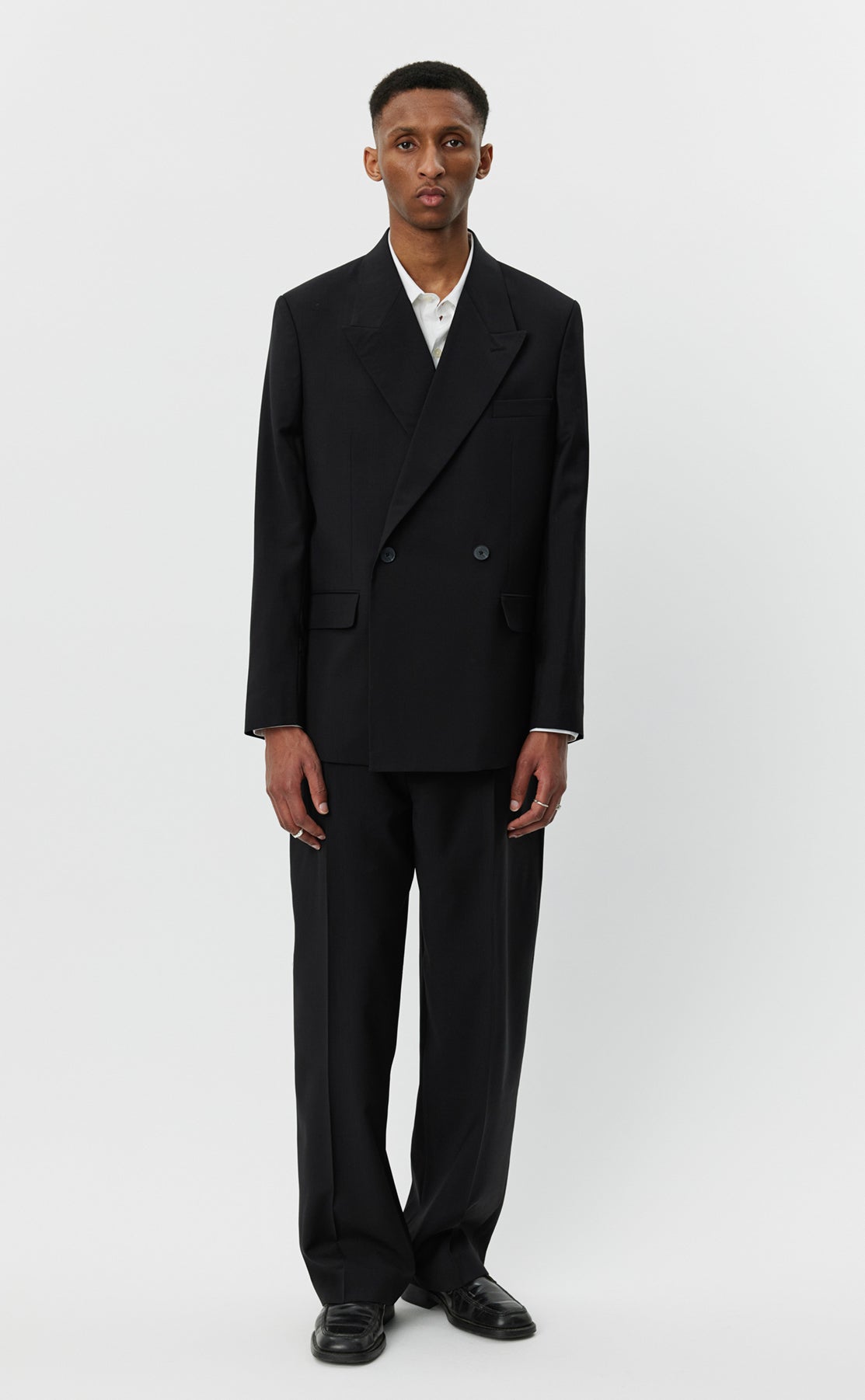 Double Breasted Blazer - Black Tropical Wool