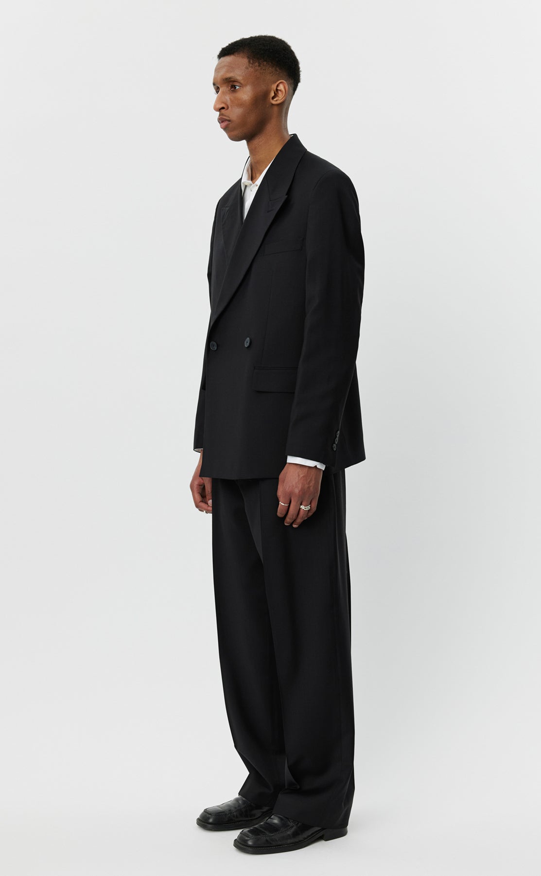 Double Breasted Blazer - Black Tropical Wool