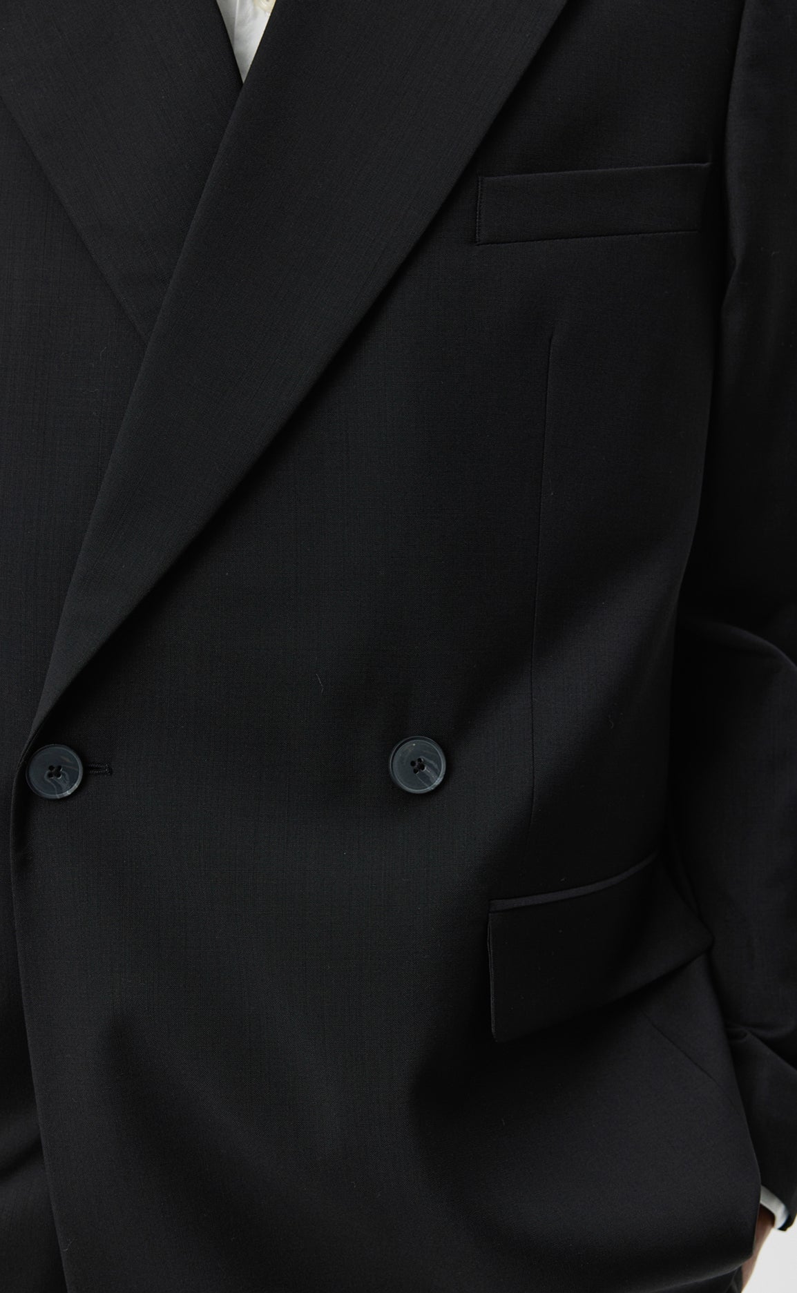 Double Breasted Blazer - Black Tropical Wool