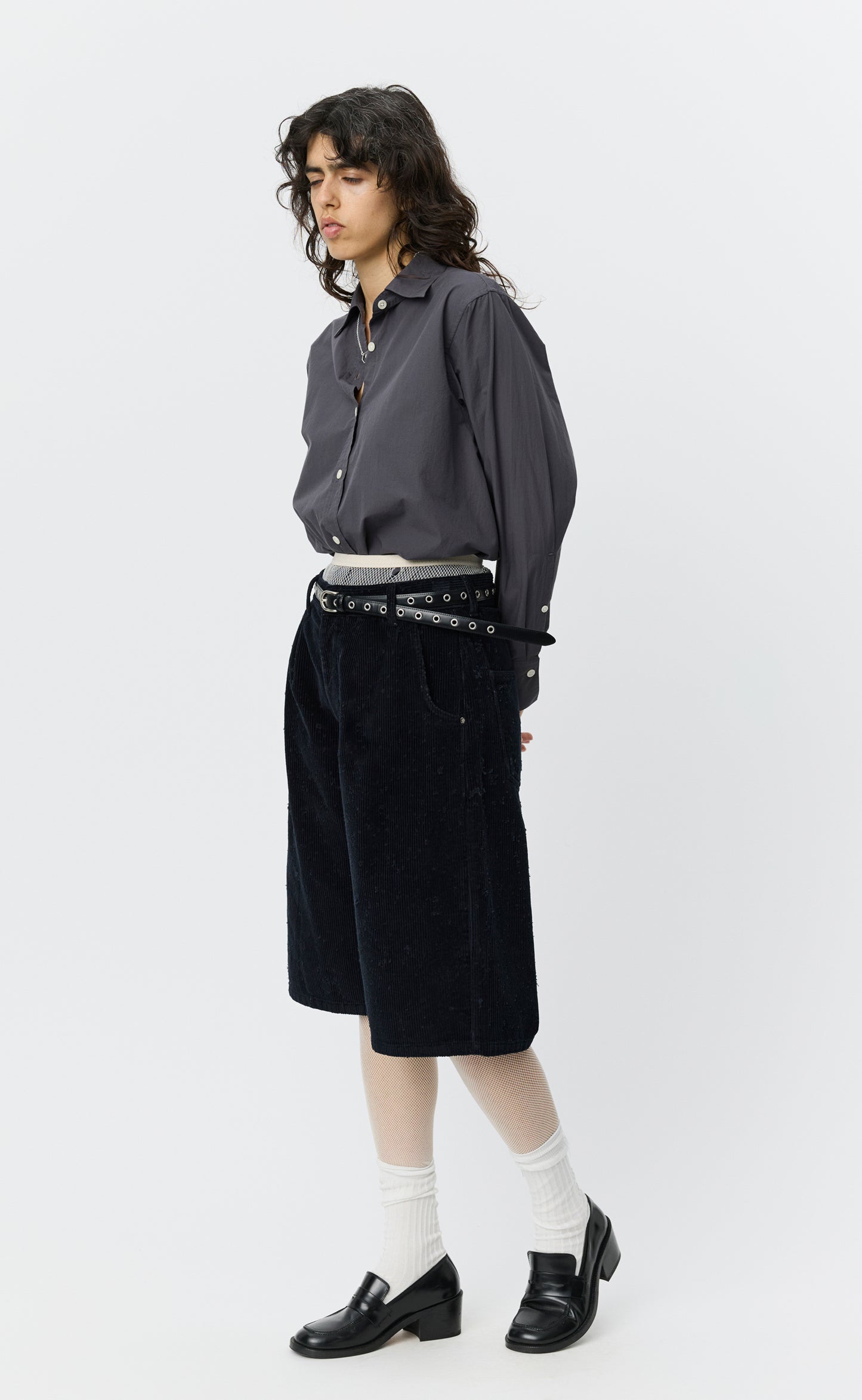 Editional Cord Shorts - Black Punch Out