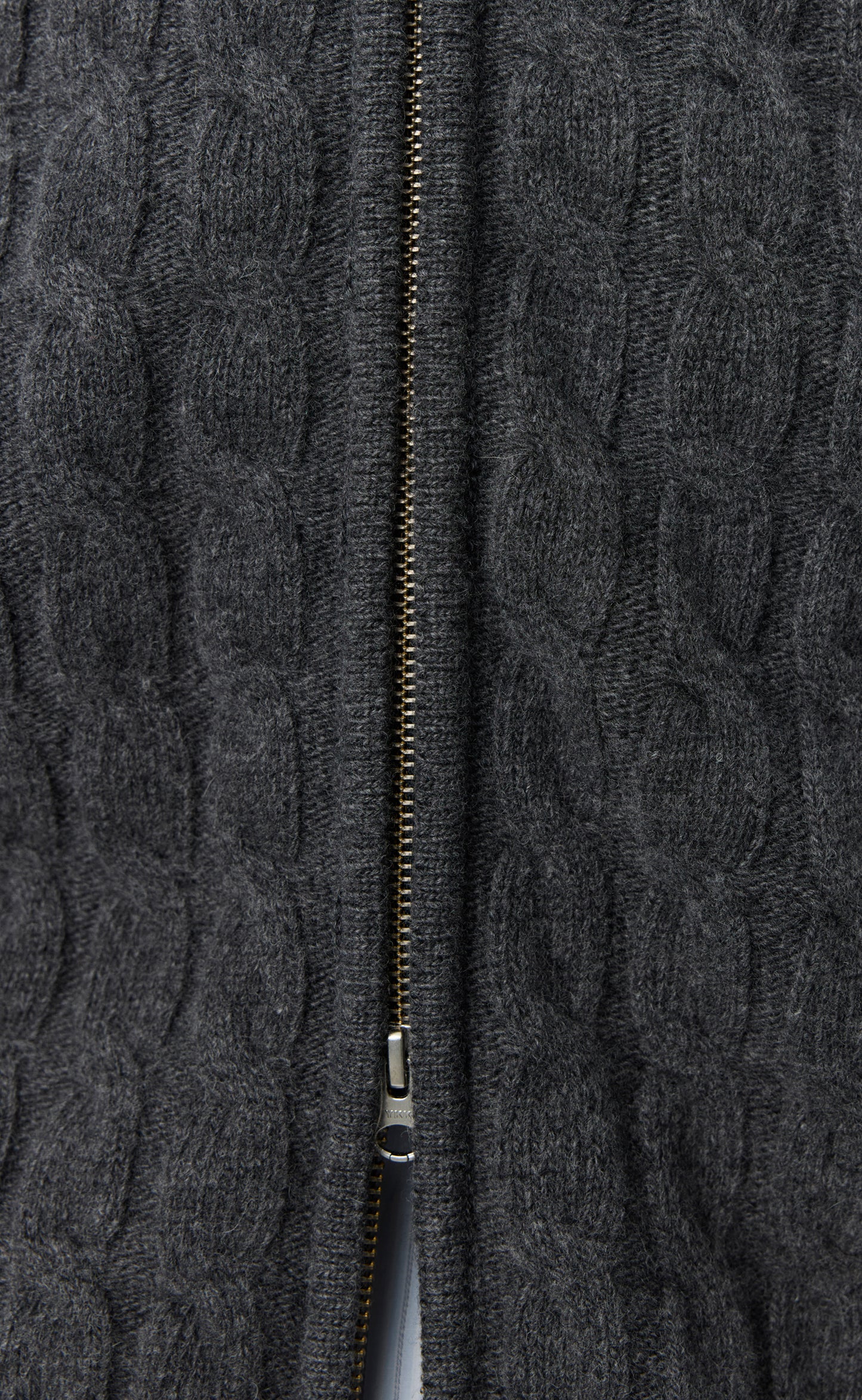 Editor Zip Sweater - Dark Grey Cable Knit