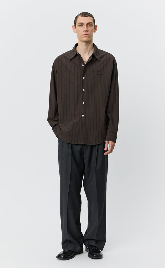 Essay Shirt - Dark Brown Triple Stripe