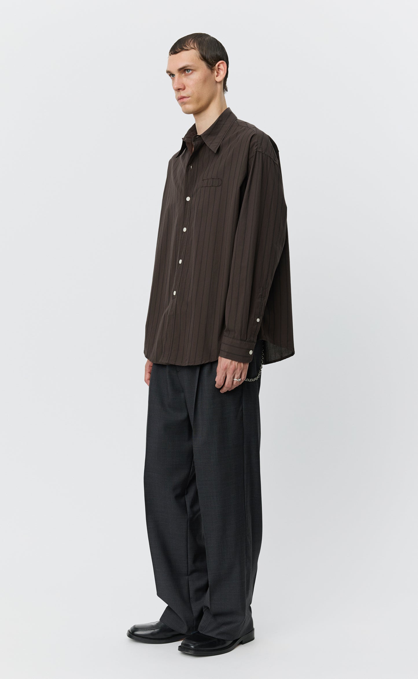 Essay Shirt - Dark Brown Triple Stripe