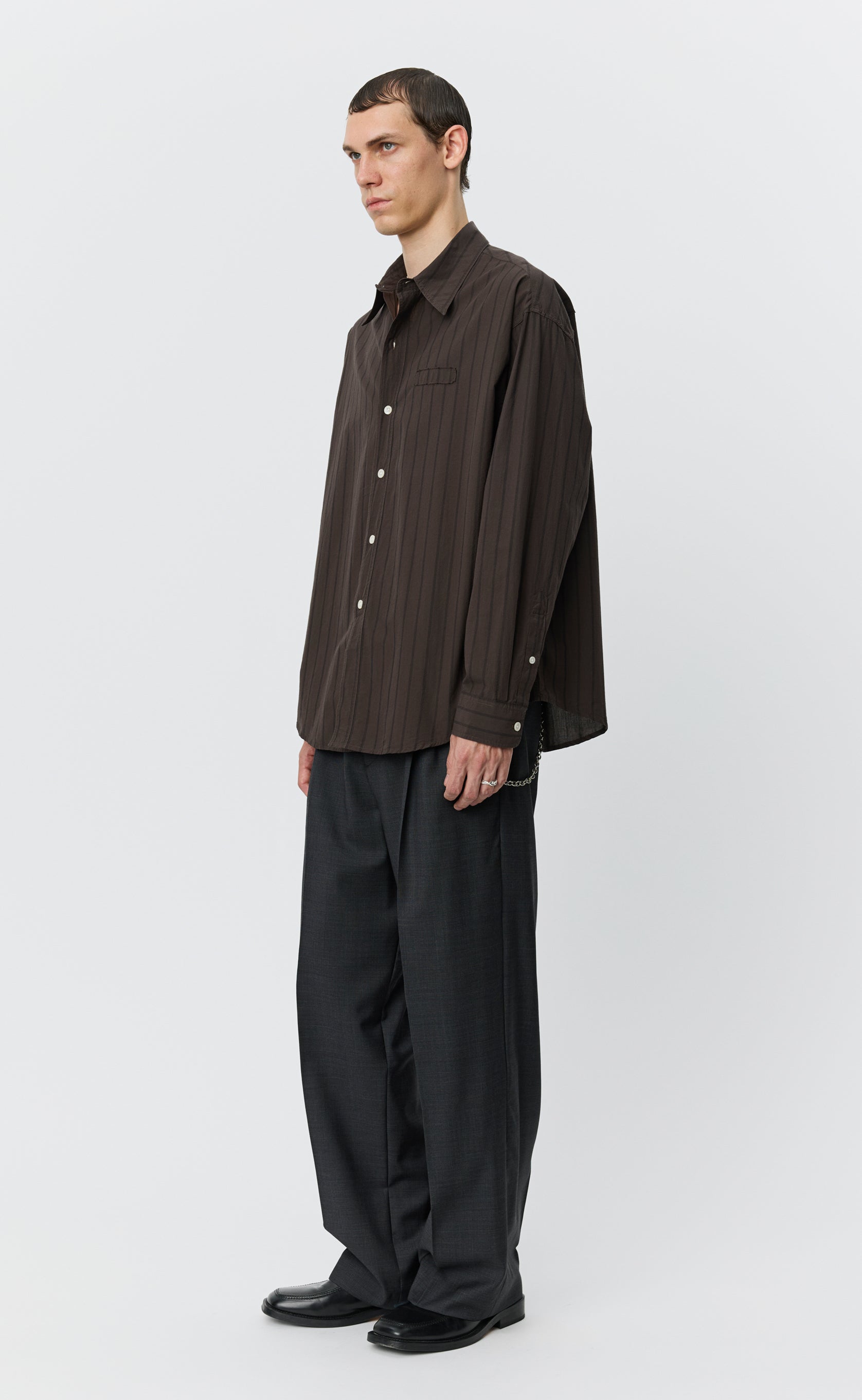 Essay Shirt - Dark Brown Triple Stripe  mfpen