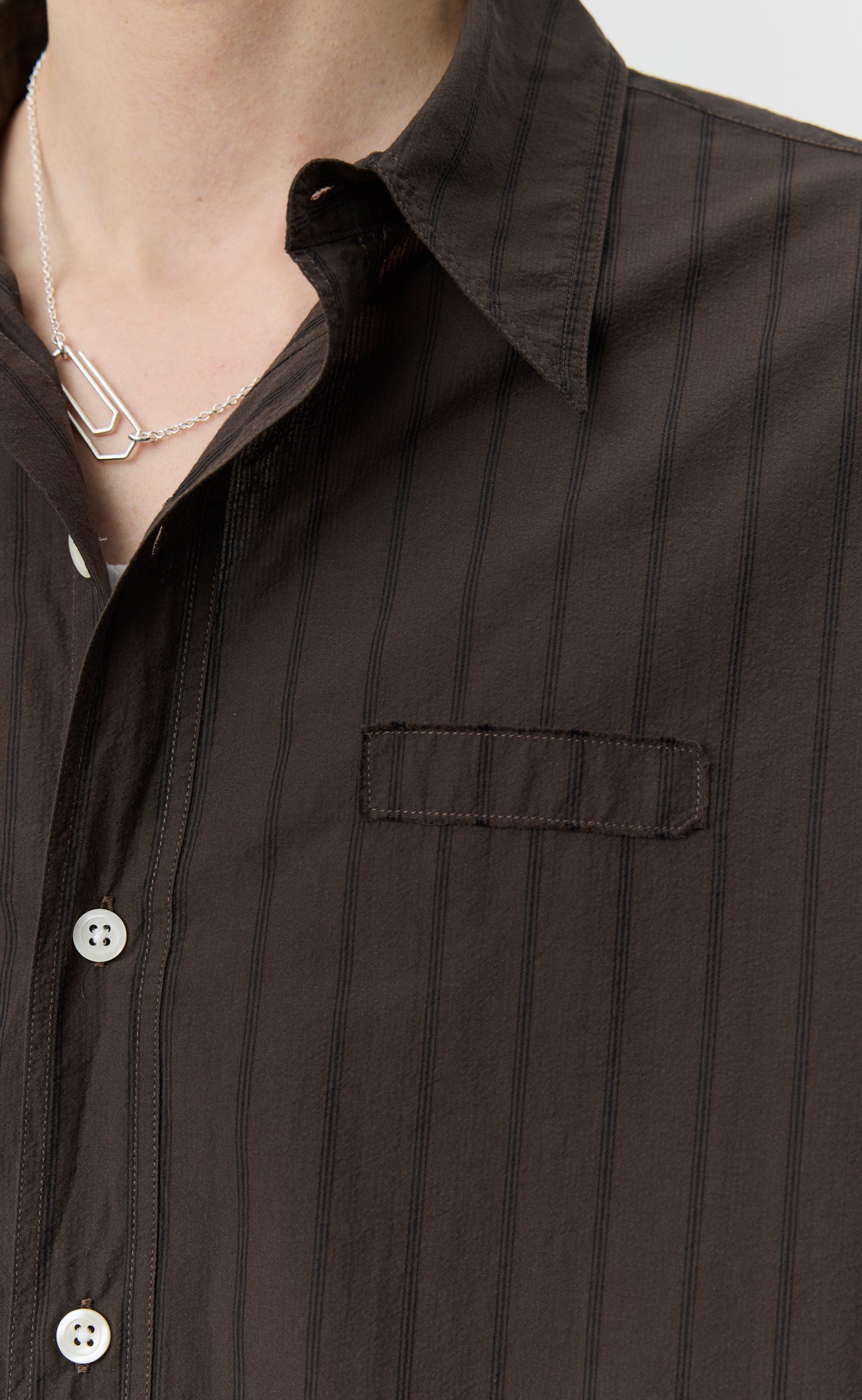Essay Shirt - Dark Brown Triple Stripe
