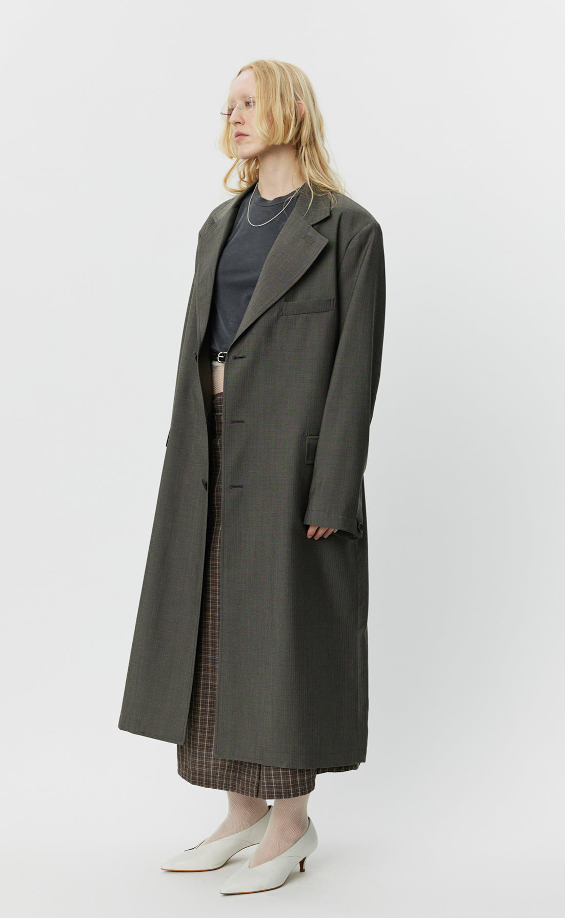 Evening Coat - Dark Taupe Herringbone