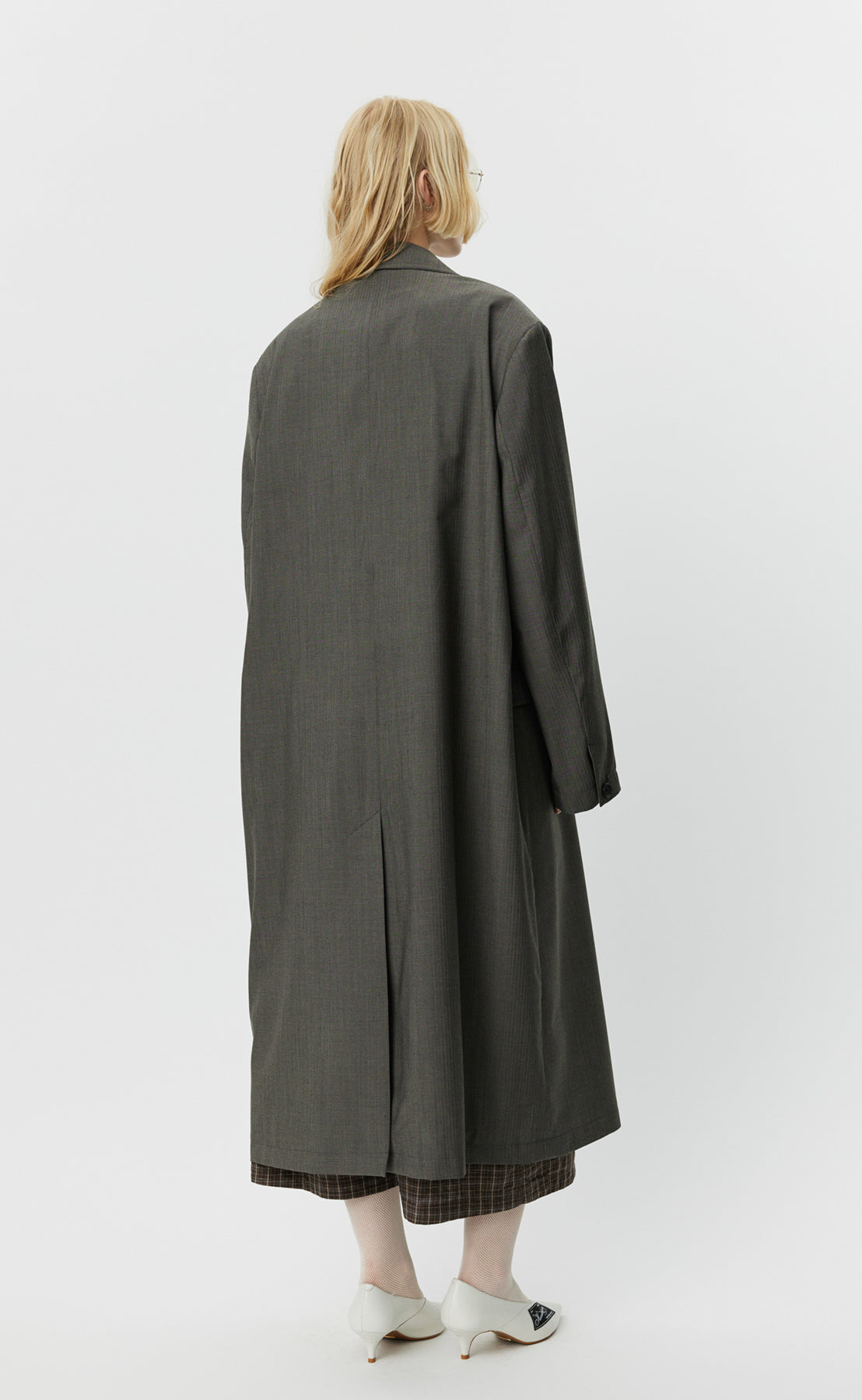 Evening Coat - Dark Taupe Herringbone