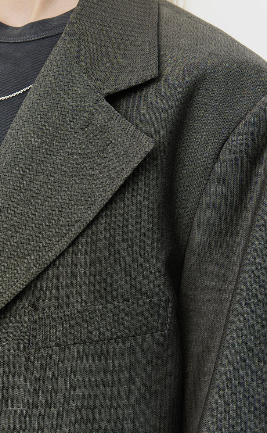 Evening Coat - Dark Taupe Herringbone