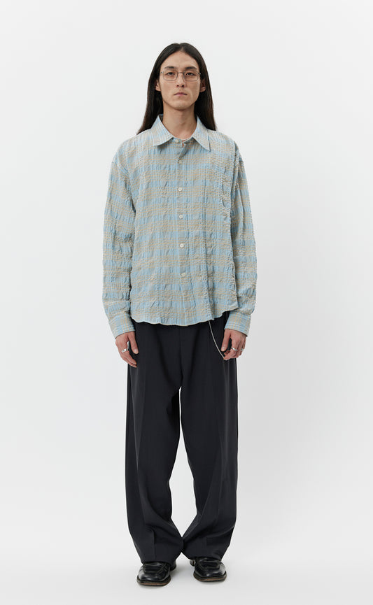 Exact Shirt  - Pale Blue Structured Check