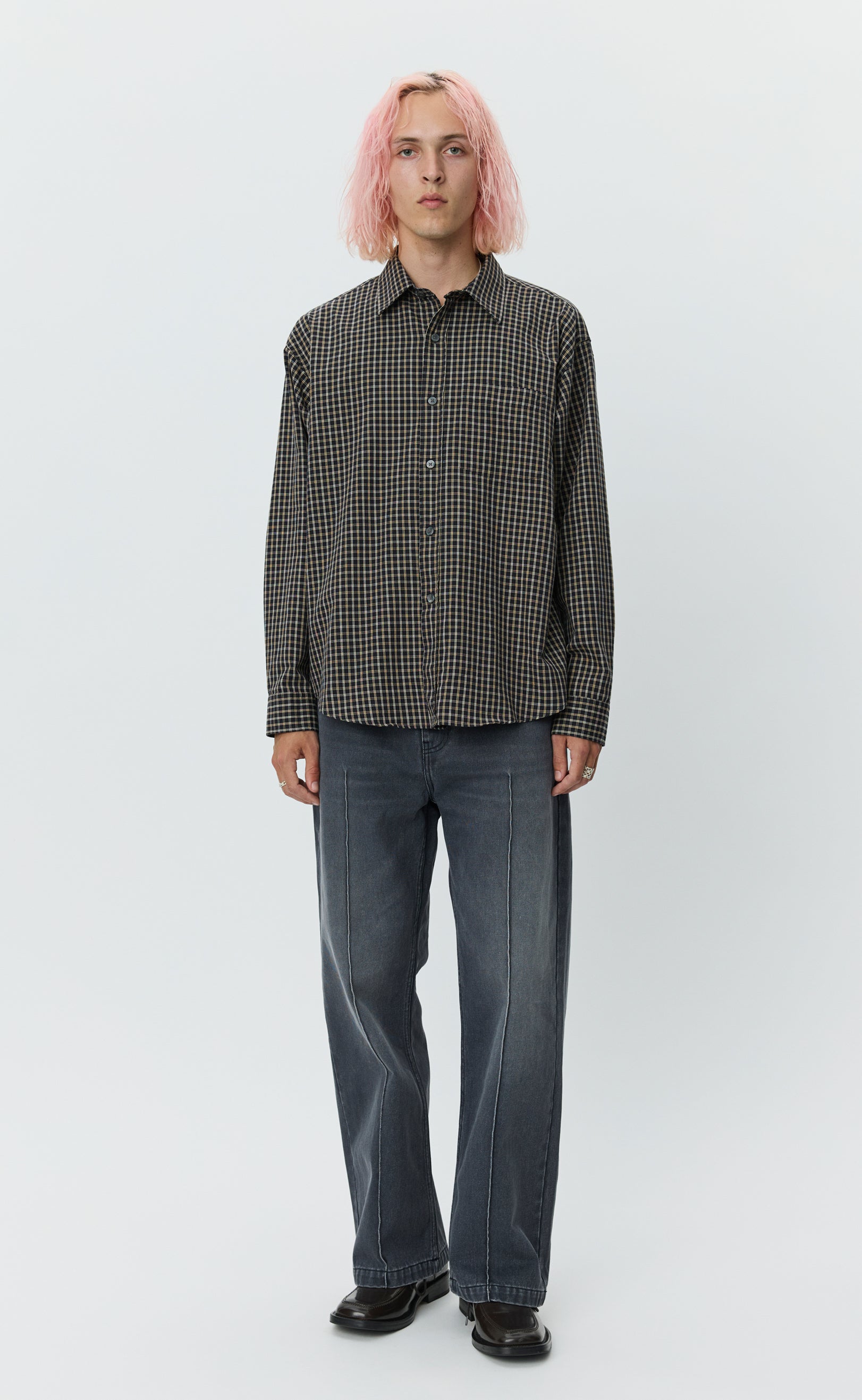 mfpen シャツ mfpen FRAME SHIRT - BLACK TARTAN CHECK(A)｜ジャッカロープ