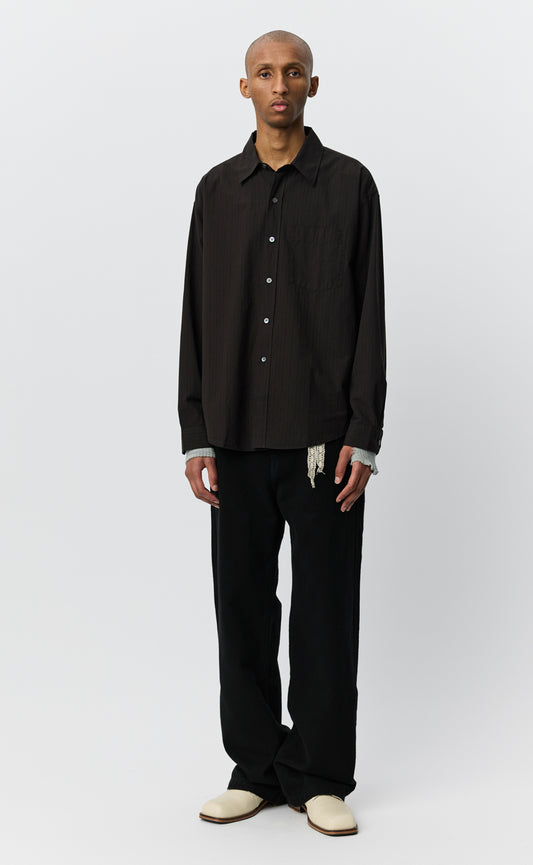 Executive Shirt - Dark Brown Stripe