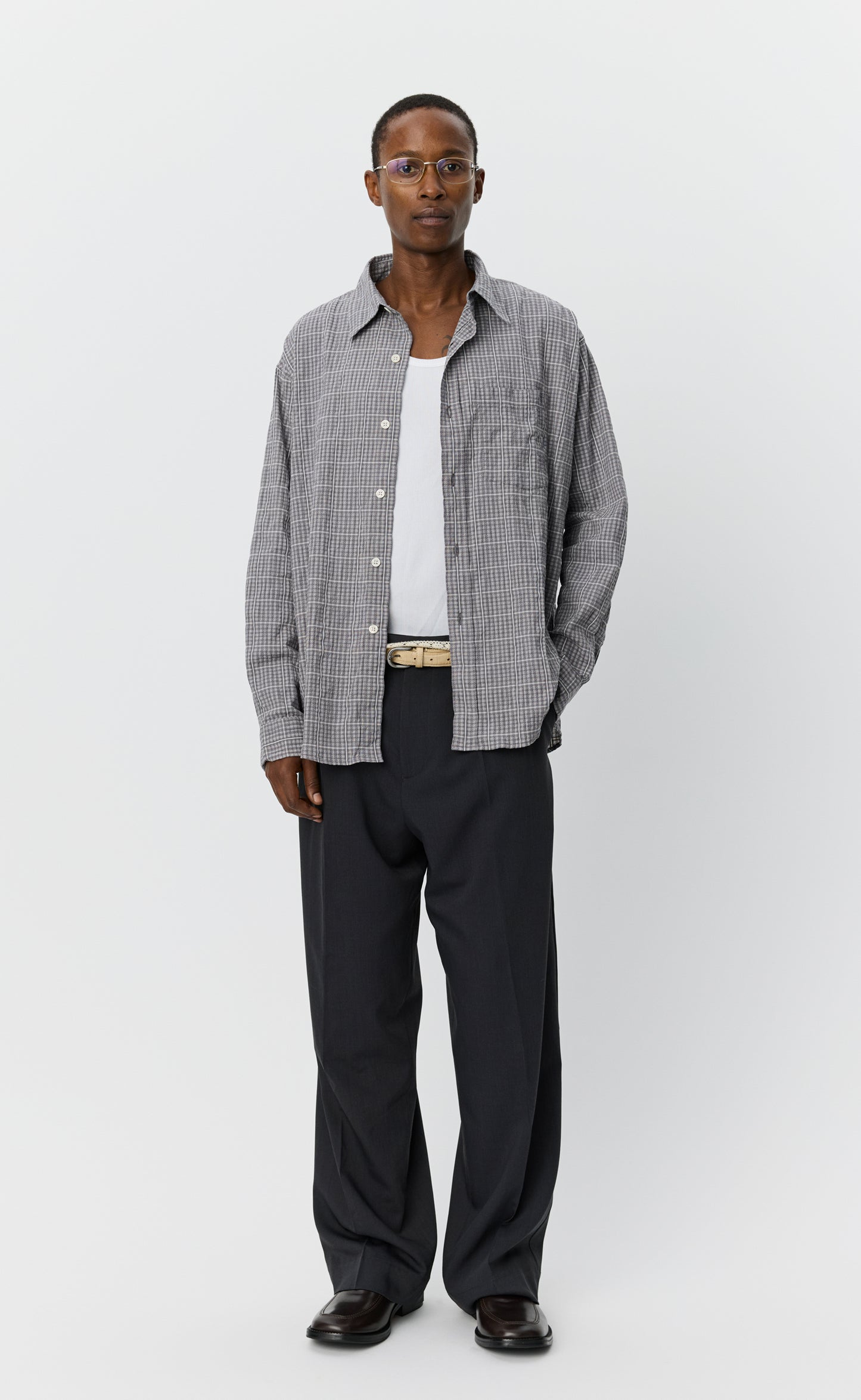 Executive Shirt - Grey Textured Check
