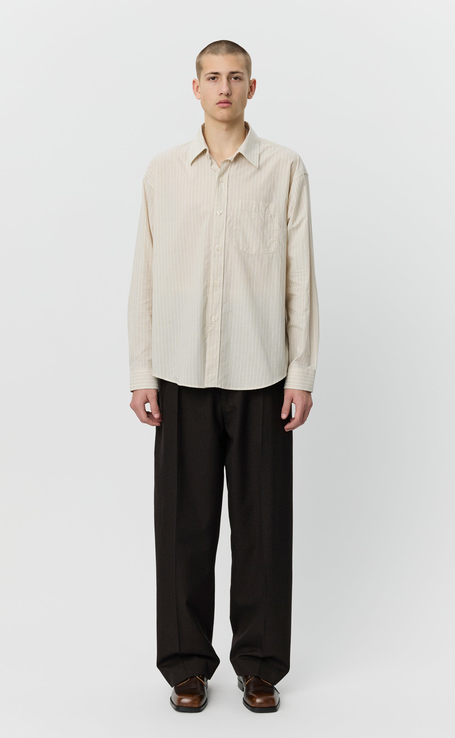 Executive Shirt - Light Brown Archive Stripe
