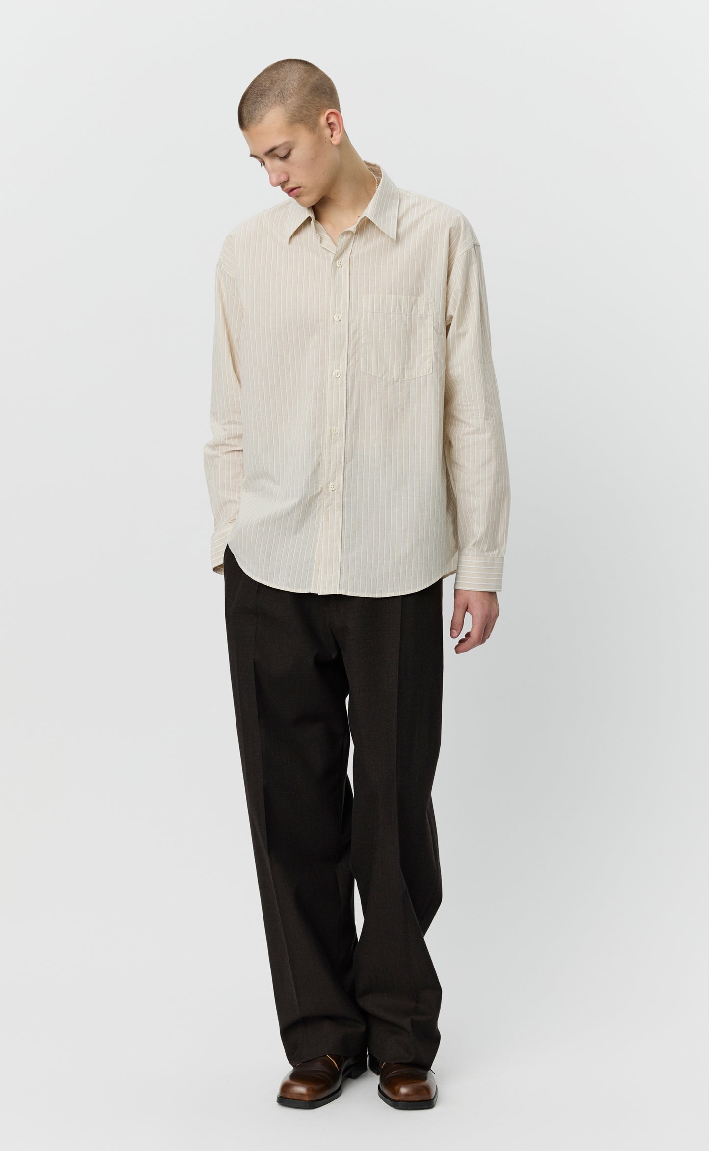 Executive Shirt - Light Brown Archive Stripe