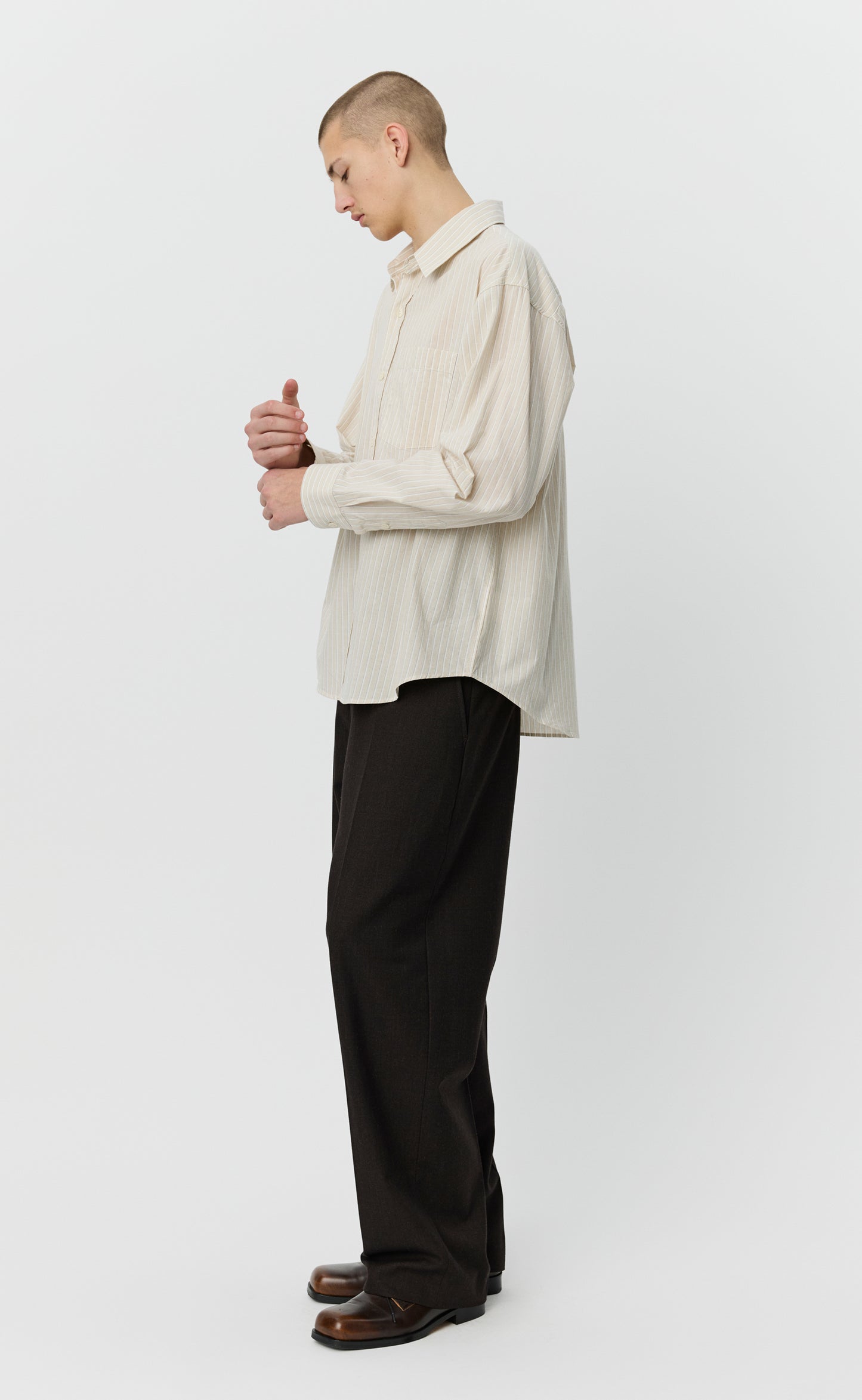 Executive Shirt - Light Brown Archive Stripe