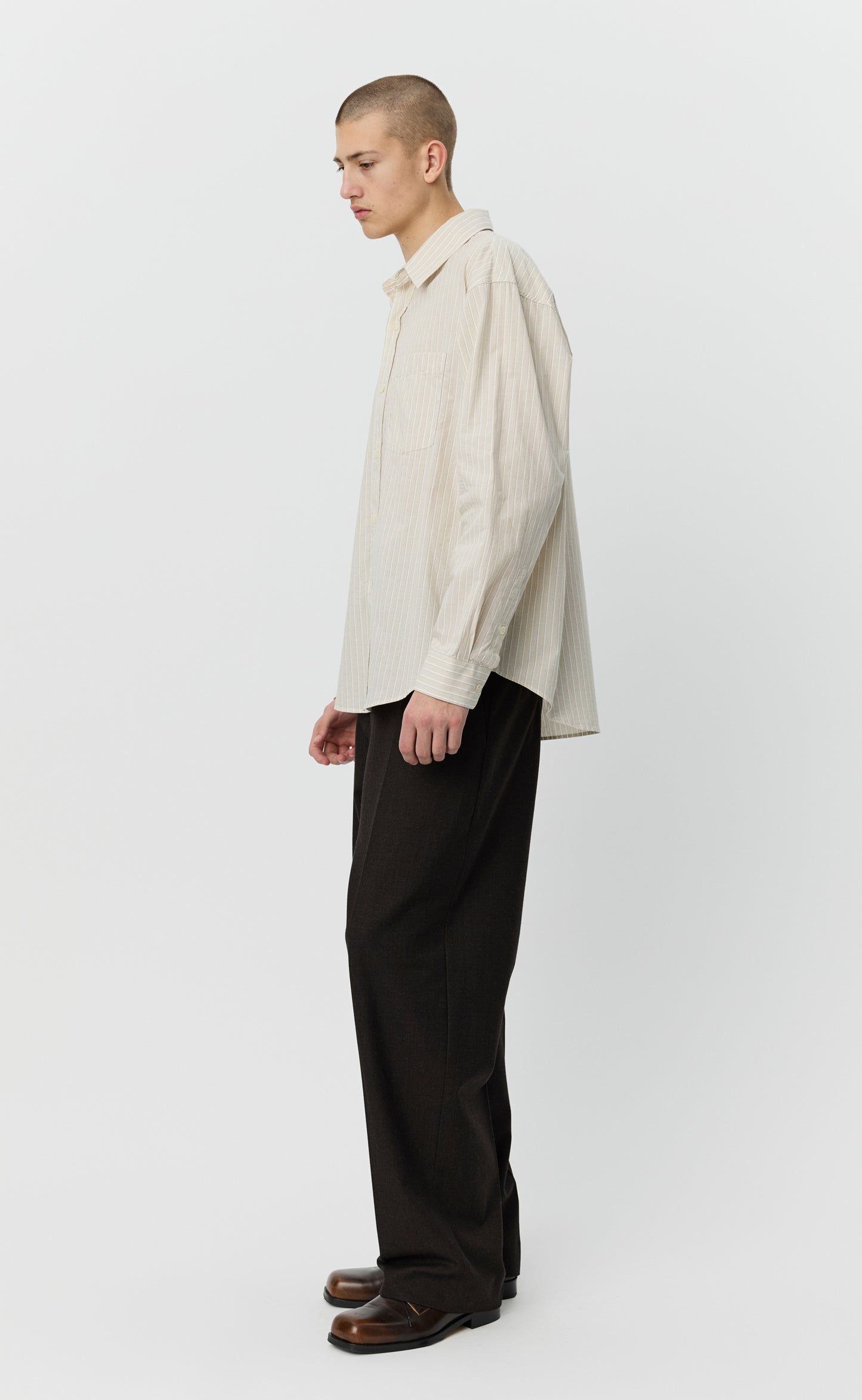 Executive Shirt - Light Brown Archive Stripe