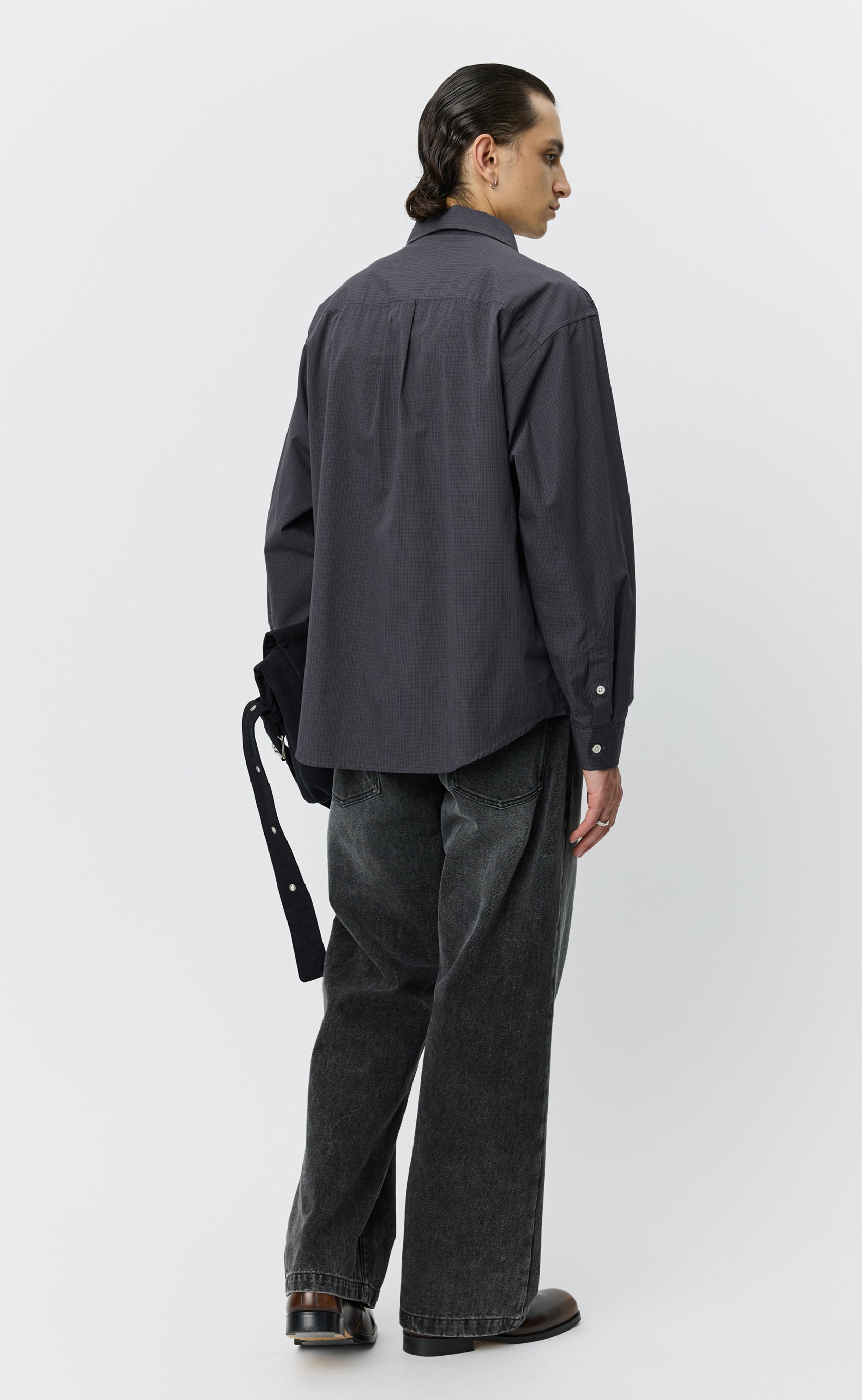 Executive Shirt - Mushroom Micro Check Poplin – mfpen
