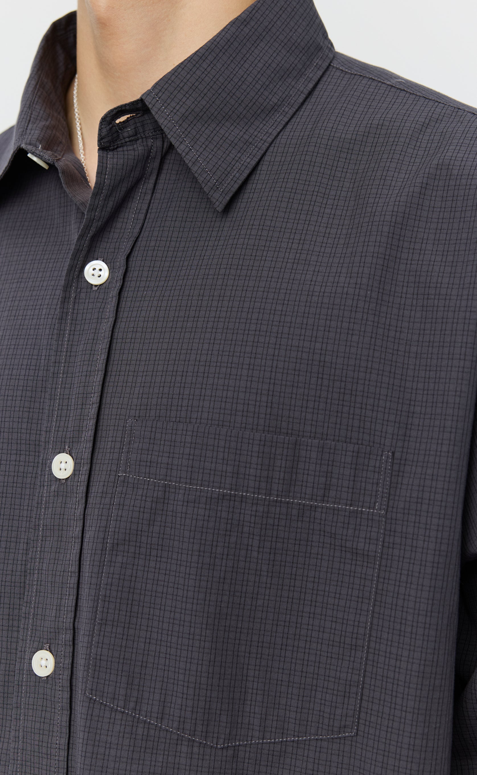 Executive Shirt - Mushroom Micro Check Poplin – mfpen