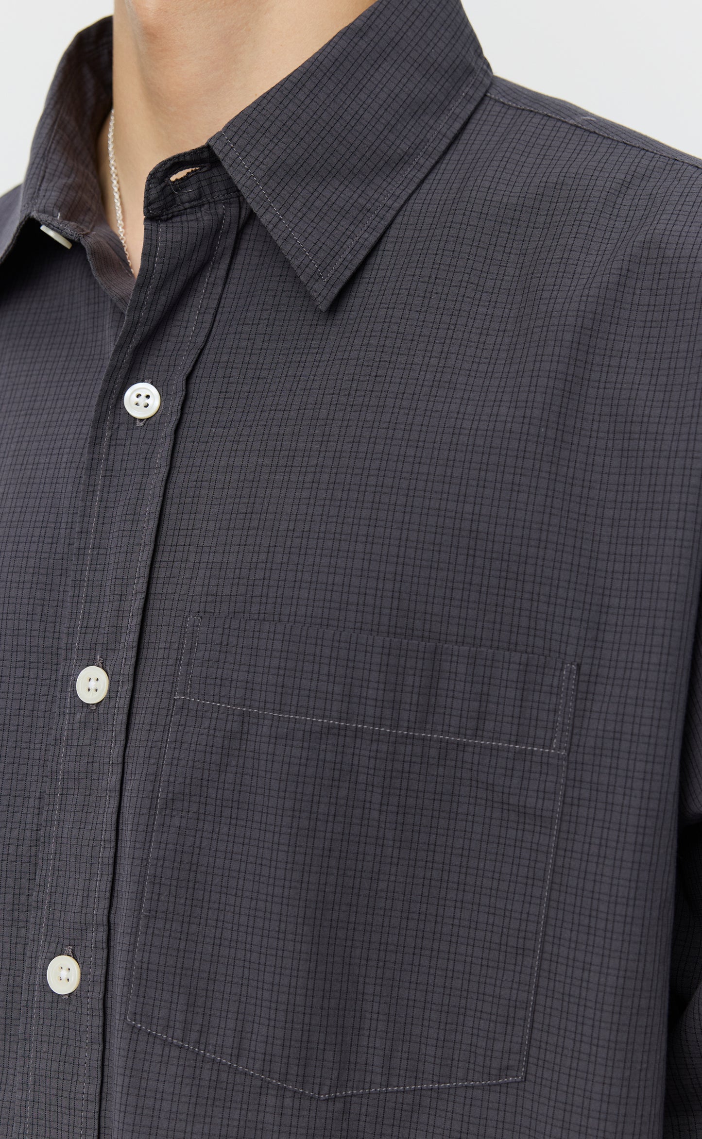 Executive Shirt - Mushroom Micro Check Poplin