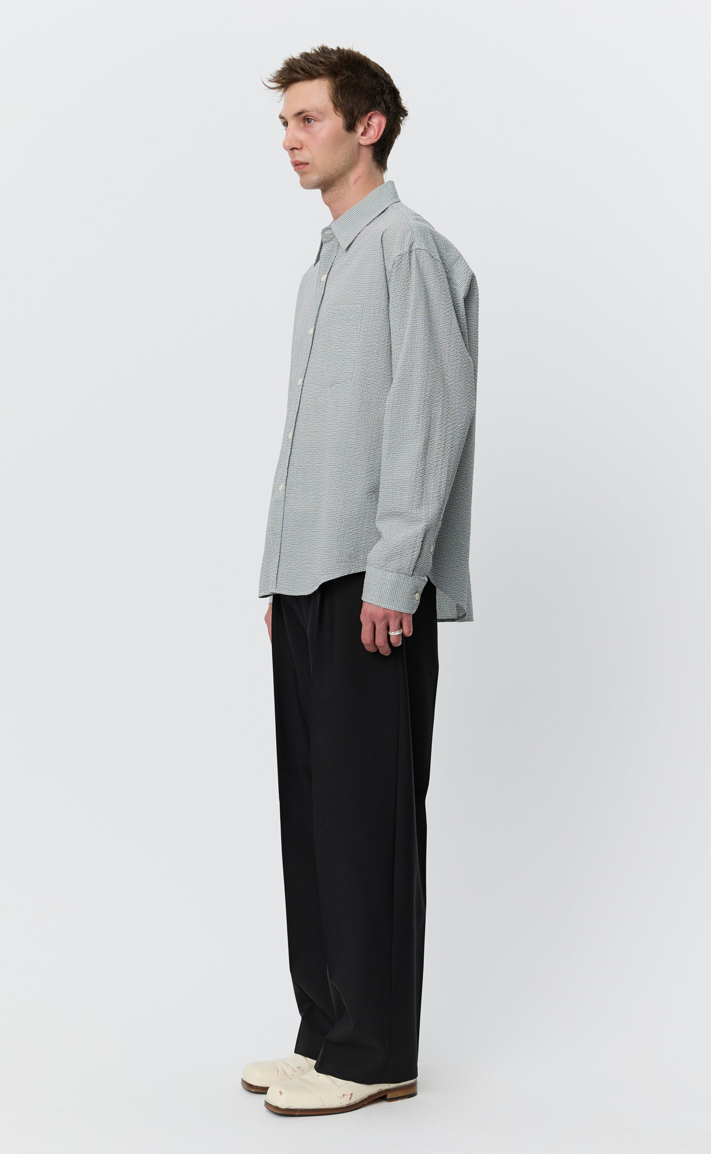 Executive Shirt - Textured Bottle Grey Check