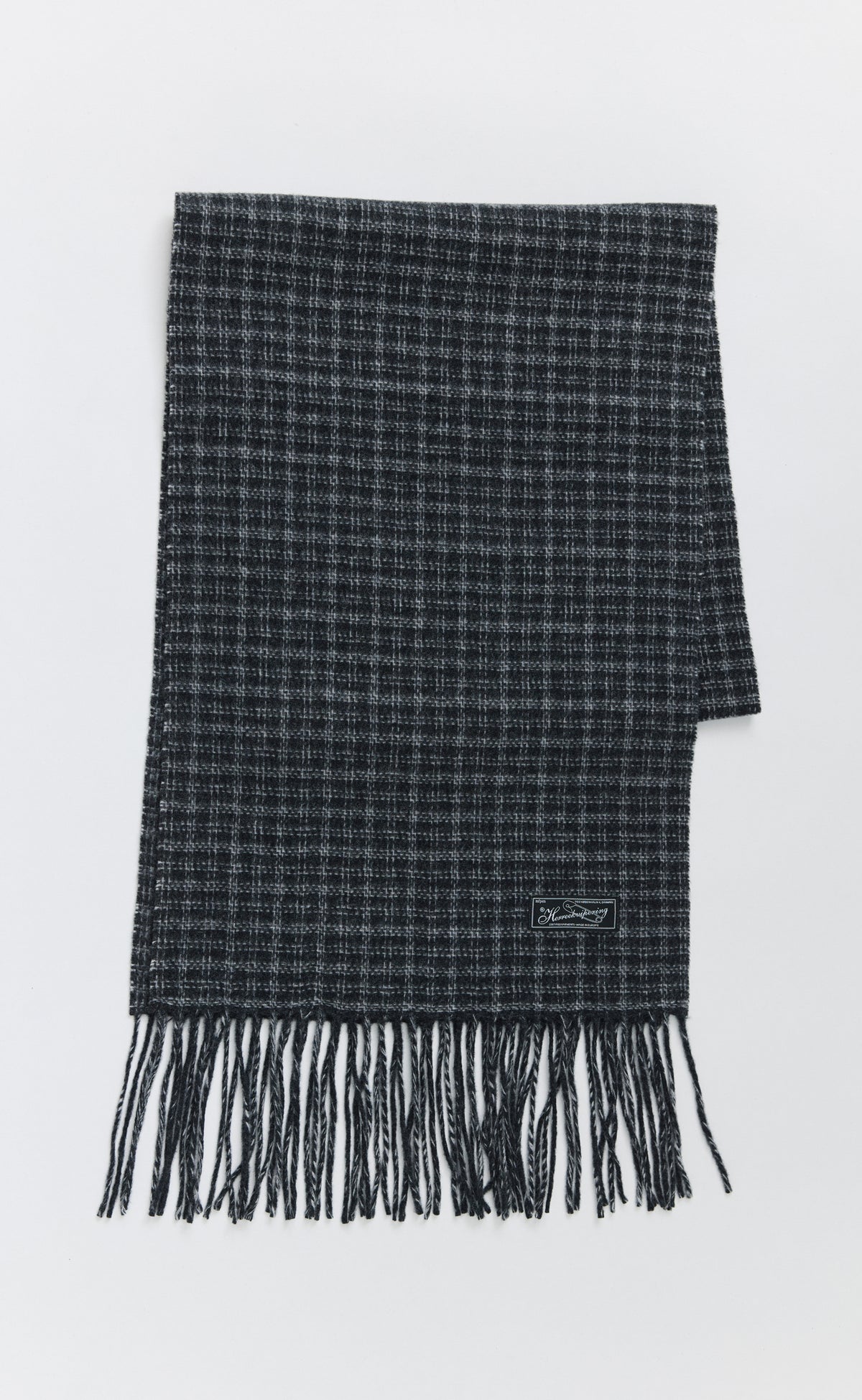 Facade Fringe Scarf - Charcoal Fence Check