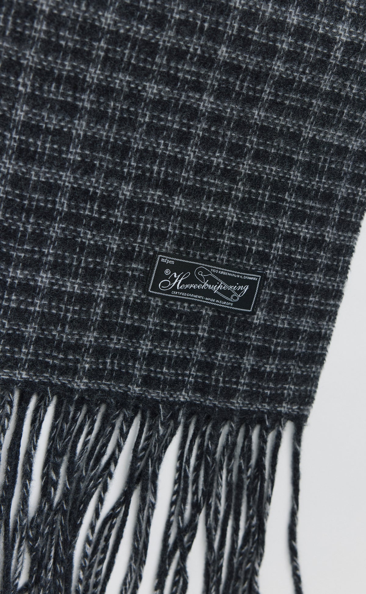 Facade Fringe Scarf - Charcoal Fence Check